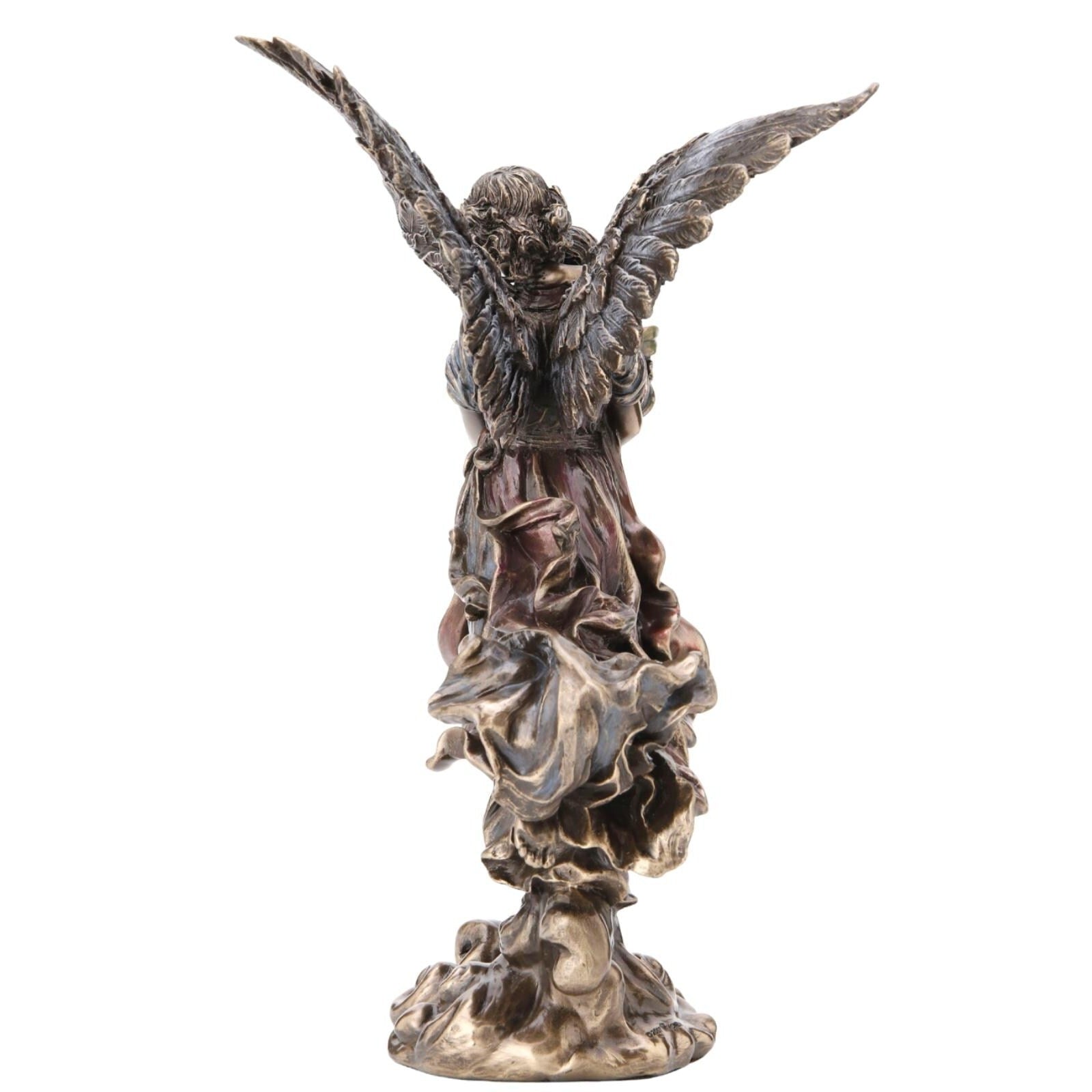 Cold Cast Bronze Guardian Angel Statue: Child and Flower, Heavenly Decor