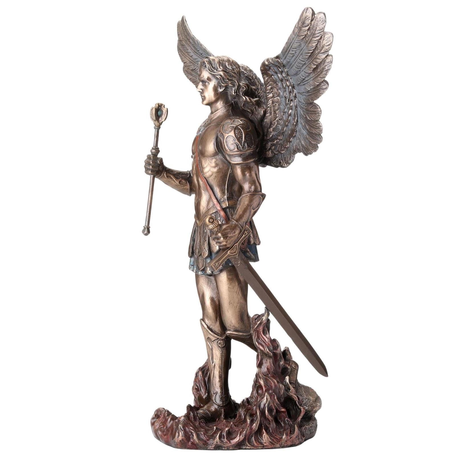 Archangel Saint Michael Holding Scepter and Sword Guardian Angel Figurine | Spiritual Decor