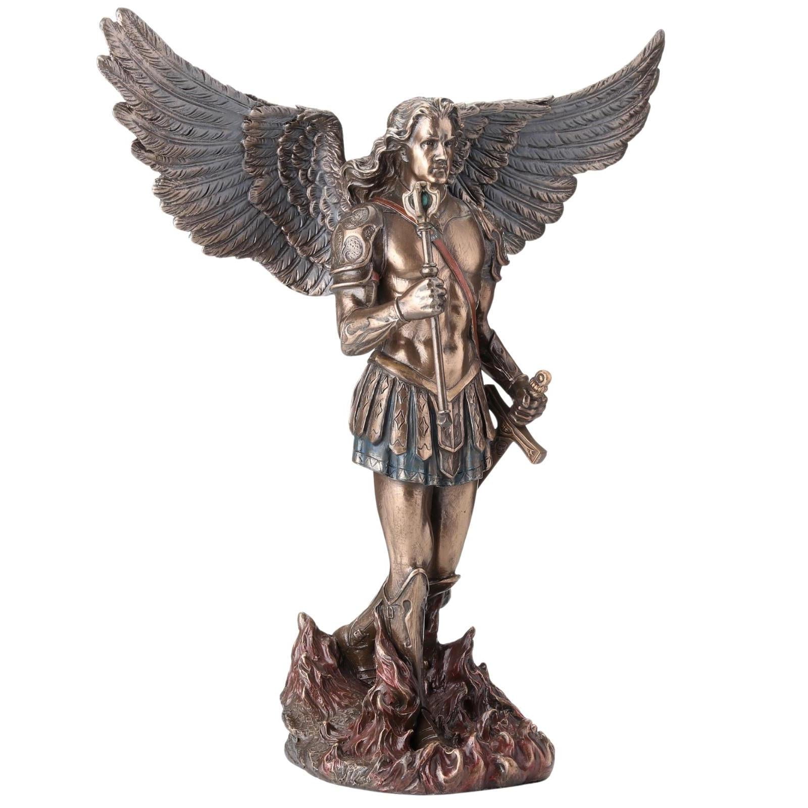 Archangel Saint Michael Holding Scepter and Sword Guardian Angel Figurine | Spiritual Decor