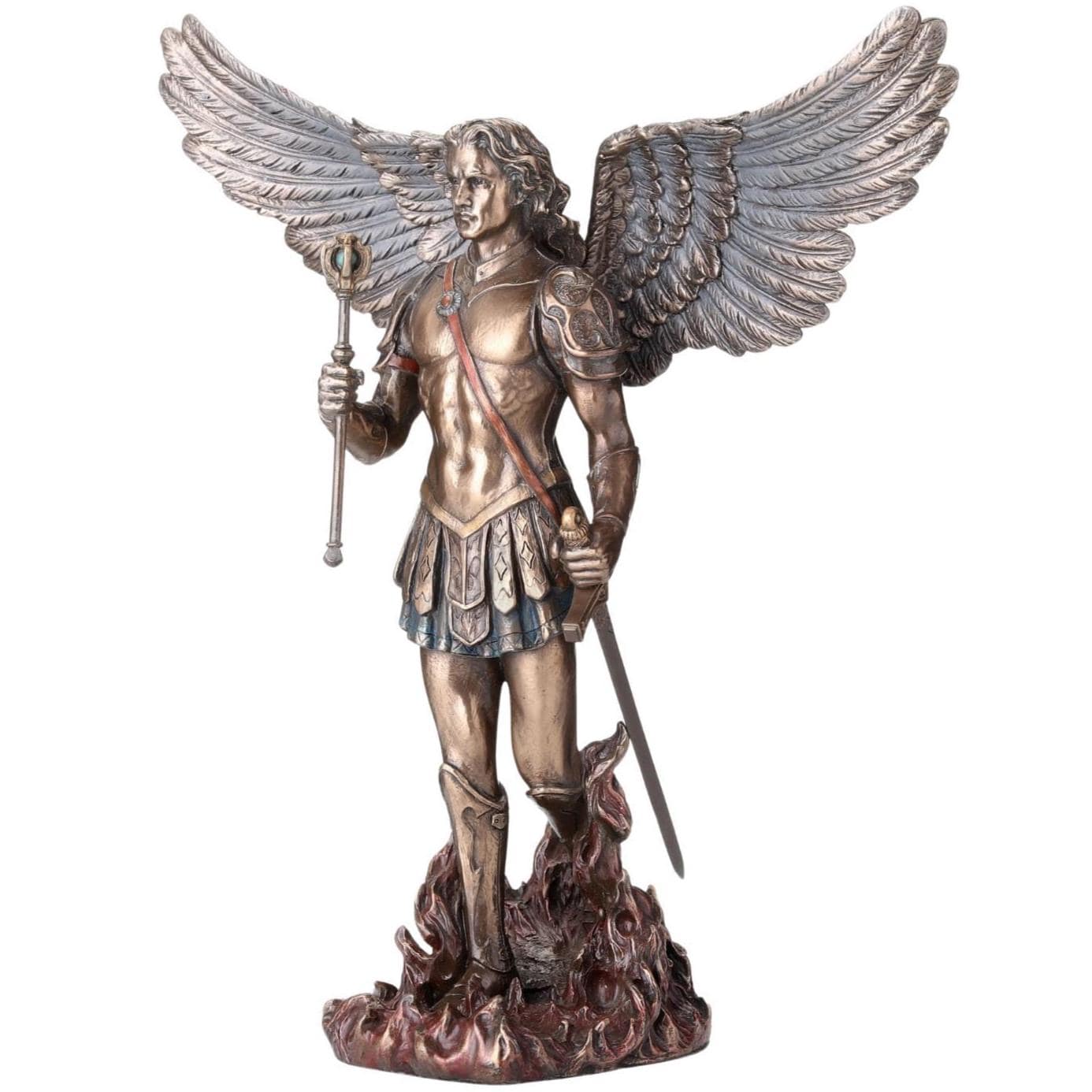 Archangel Saint Michael Holding Scepter and Sword Guardian Angel Figurine | Spiritual Decor