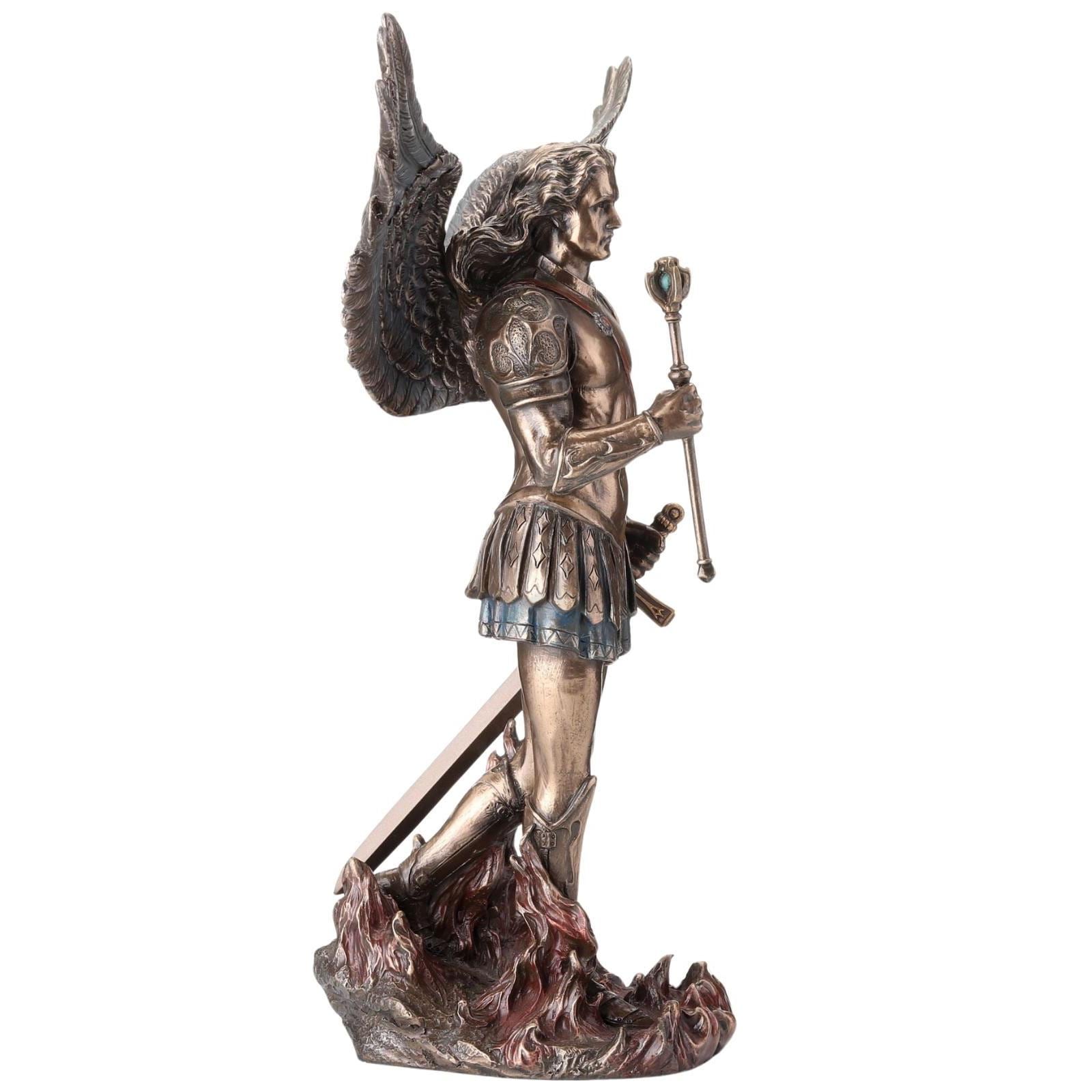 Archangel Saint Michael Holding Scepter and Sword Guardian Angel Figurine | Spiritual Decor