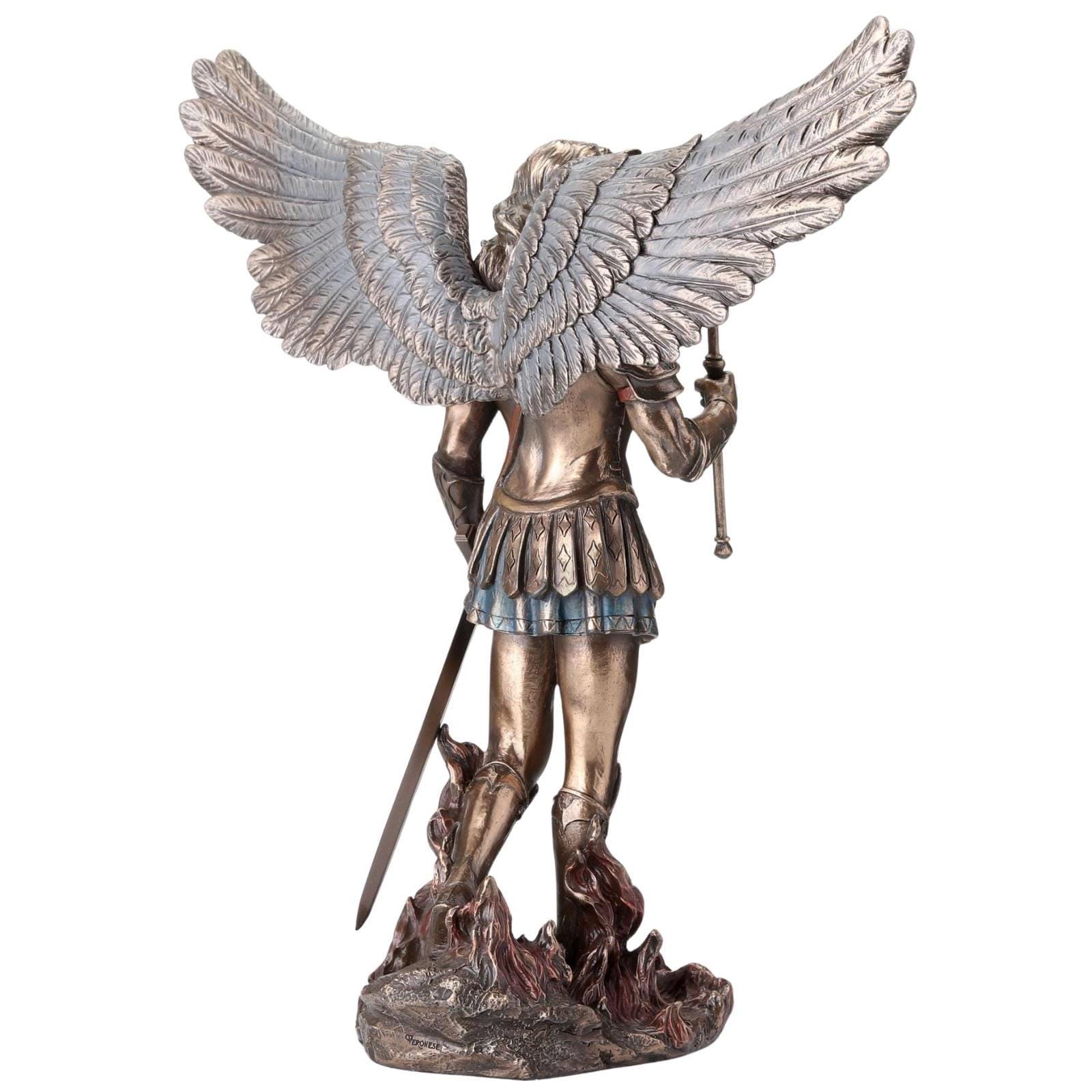 Archangel Saint Michael Holding Scepter and Sword Guardian Angel Figurine | Spiritual Decor