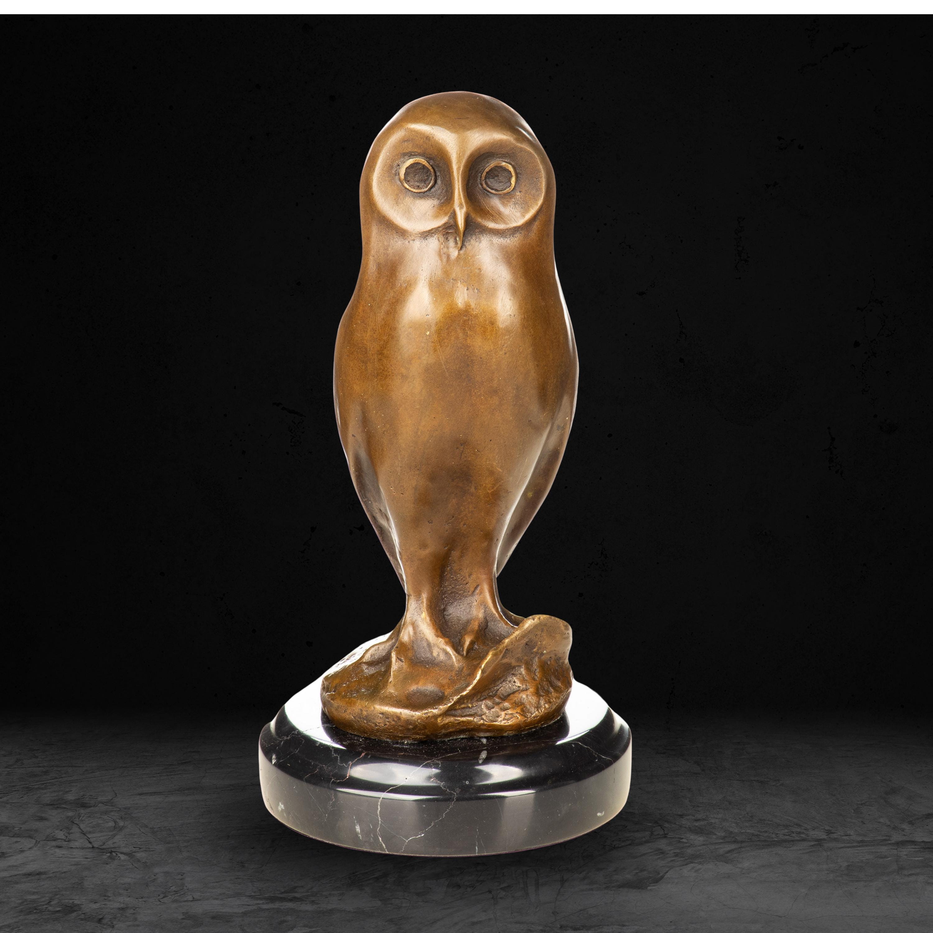 Modern Bronze Owl Sculpture | Contemporary Bird Figurine | Bronze Animal Statue
