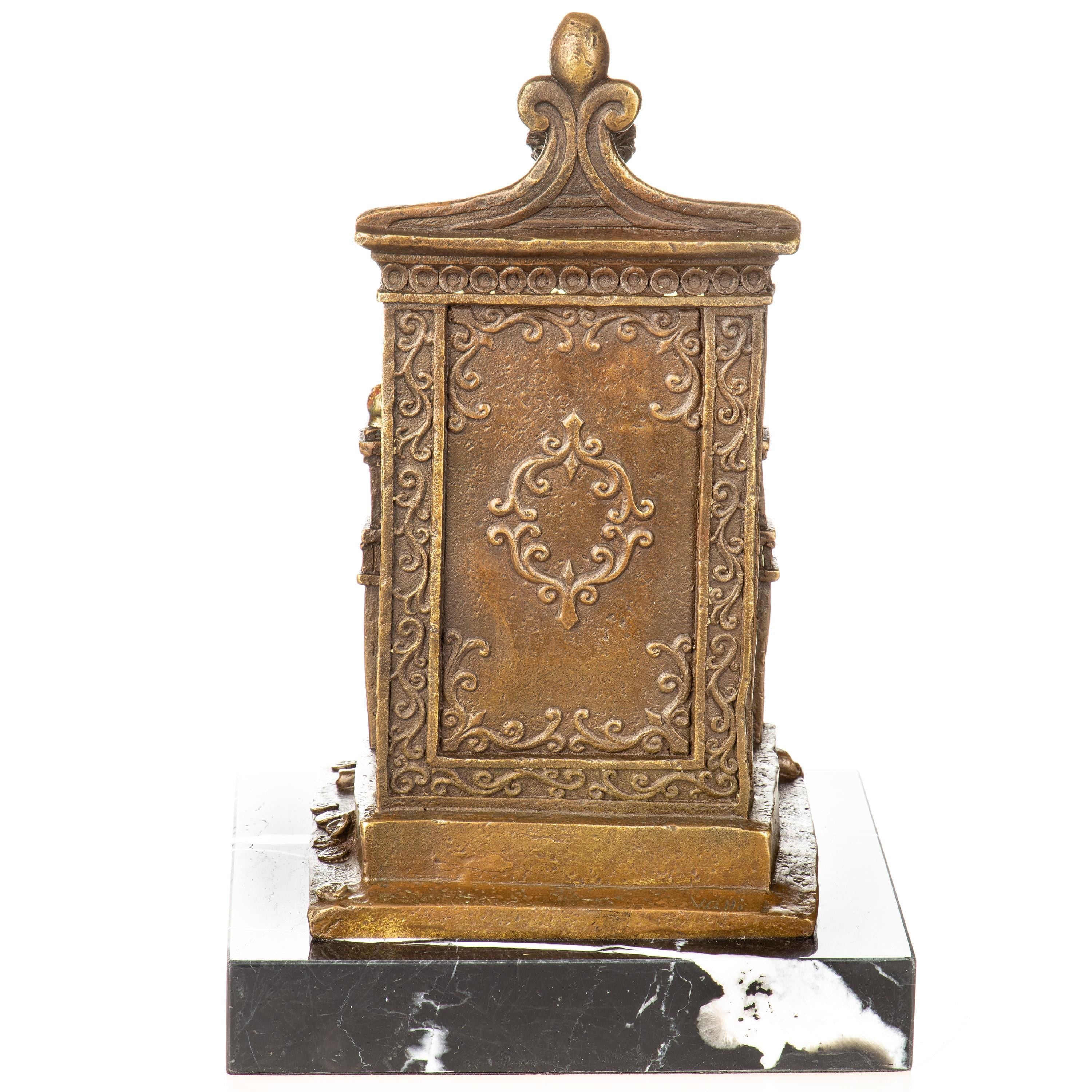Bronze Sculpture of Fortuna on Throne | Goddess of Luck & Fortune Figurine | Mythology Marble Statue