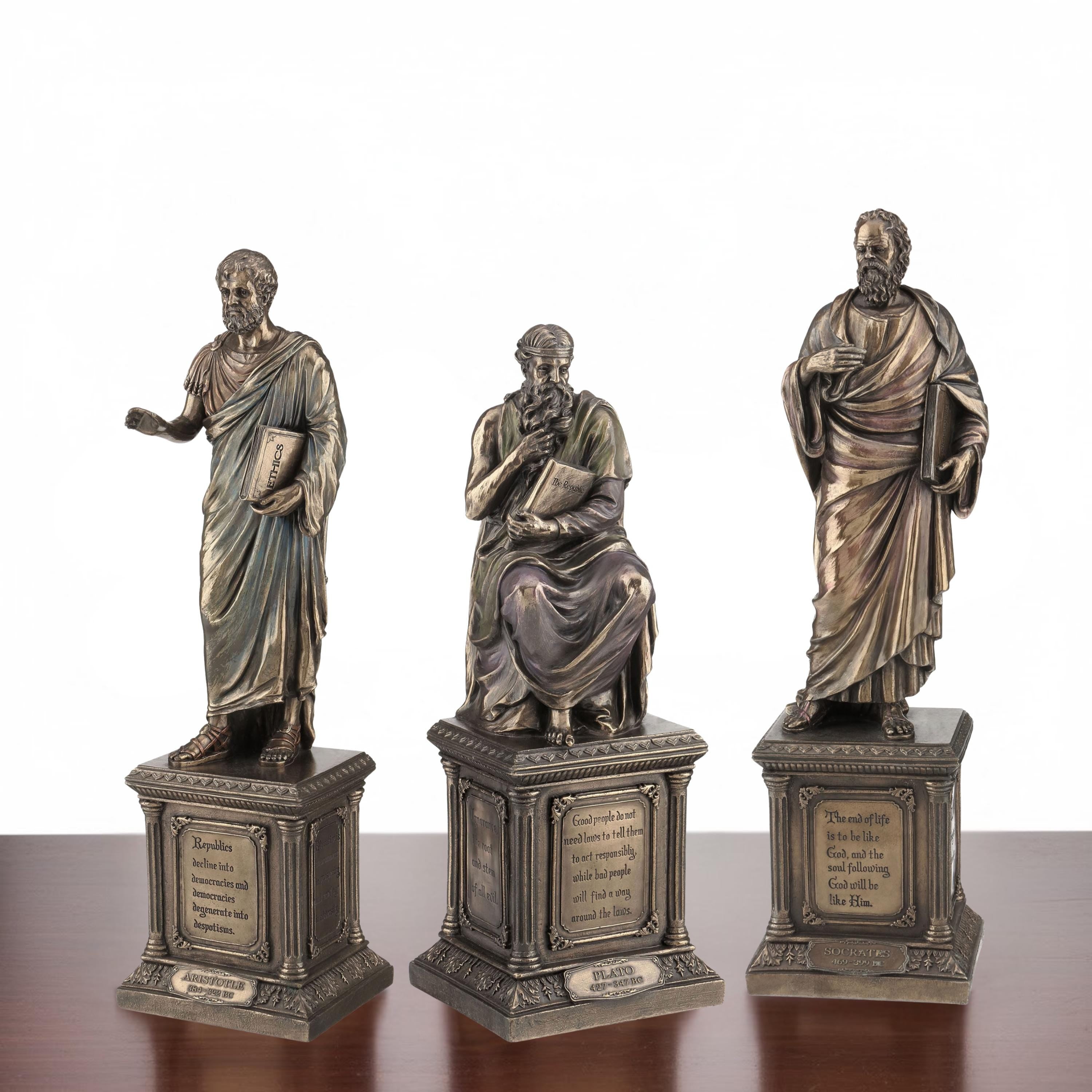 Greek Philosopher Sculptures Set | Socrates, Plato & Aristotle Statues
