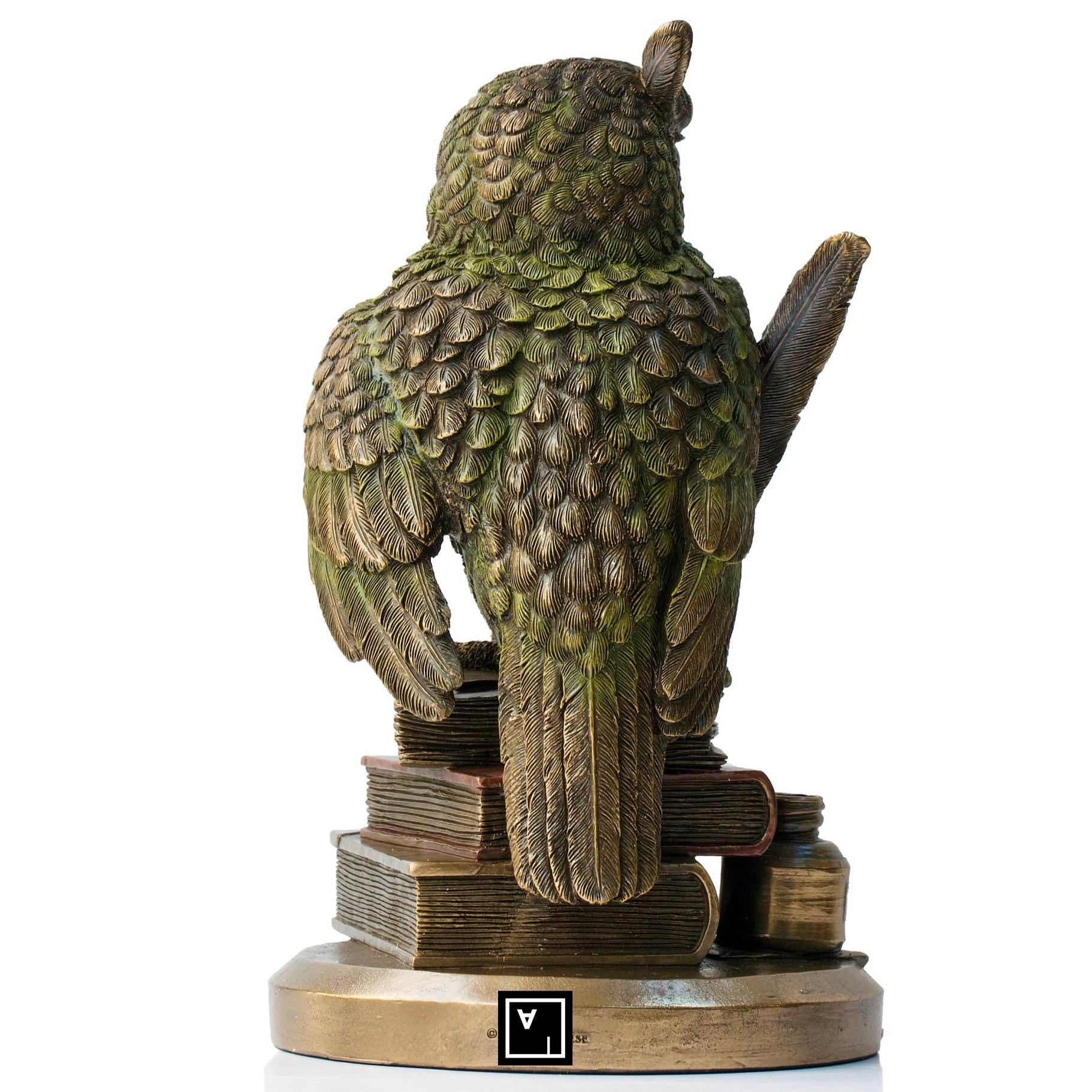 Owl Sculpture: Wise Bird on Books Figurine
