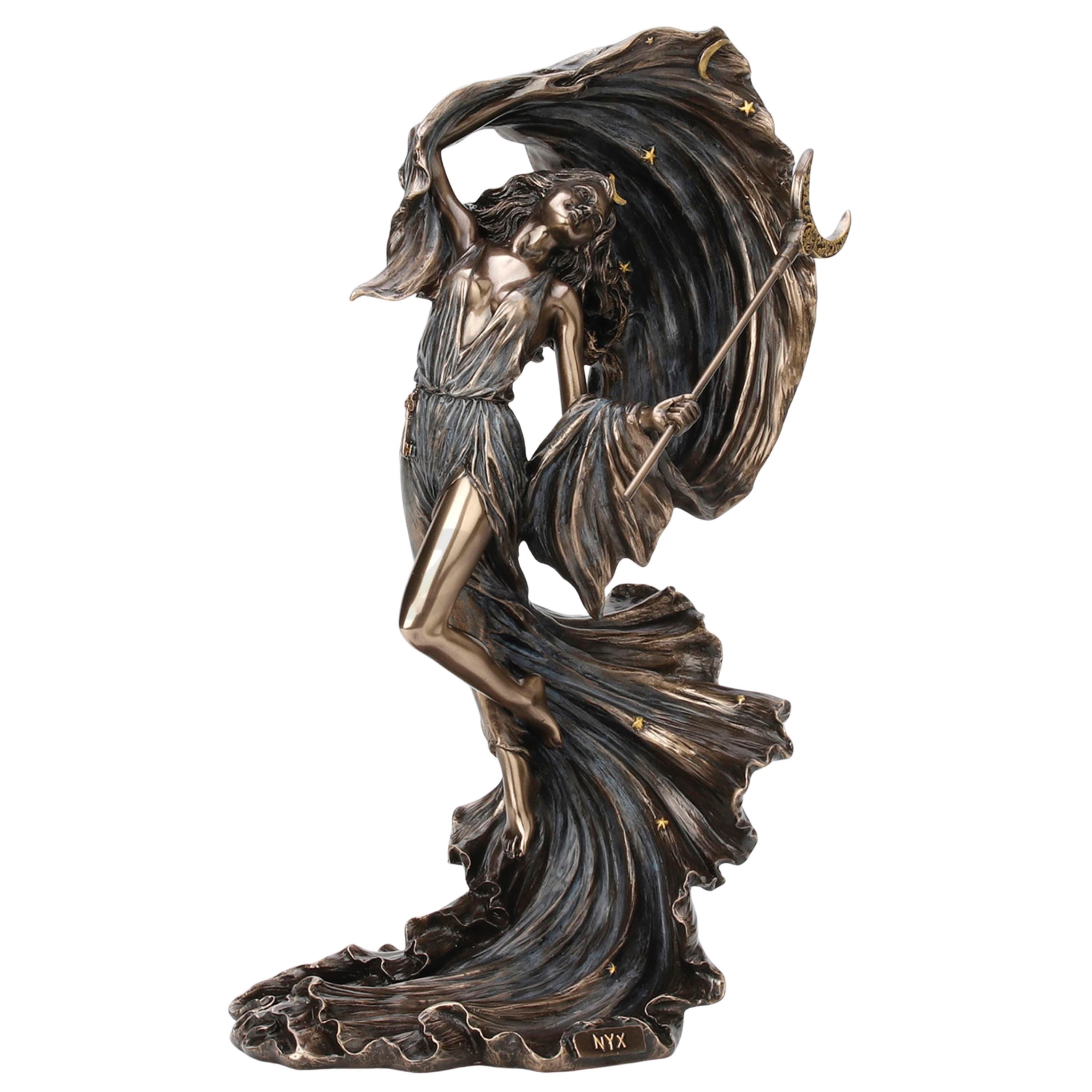Nyx Statue, Greek Goddess of Night, 11 Inch Cold Cast Bronze Figurine