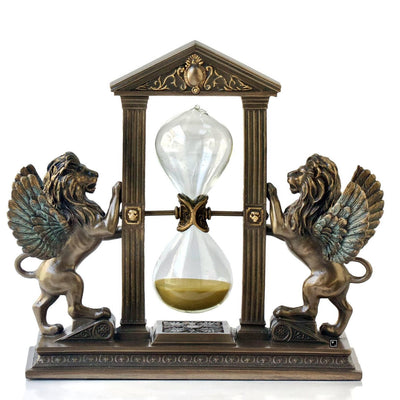 Winged Lions Gold Sand Timer Hourglass