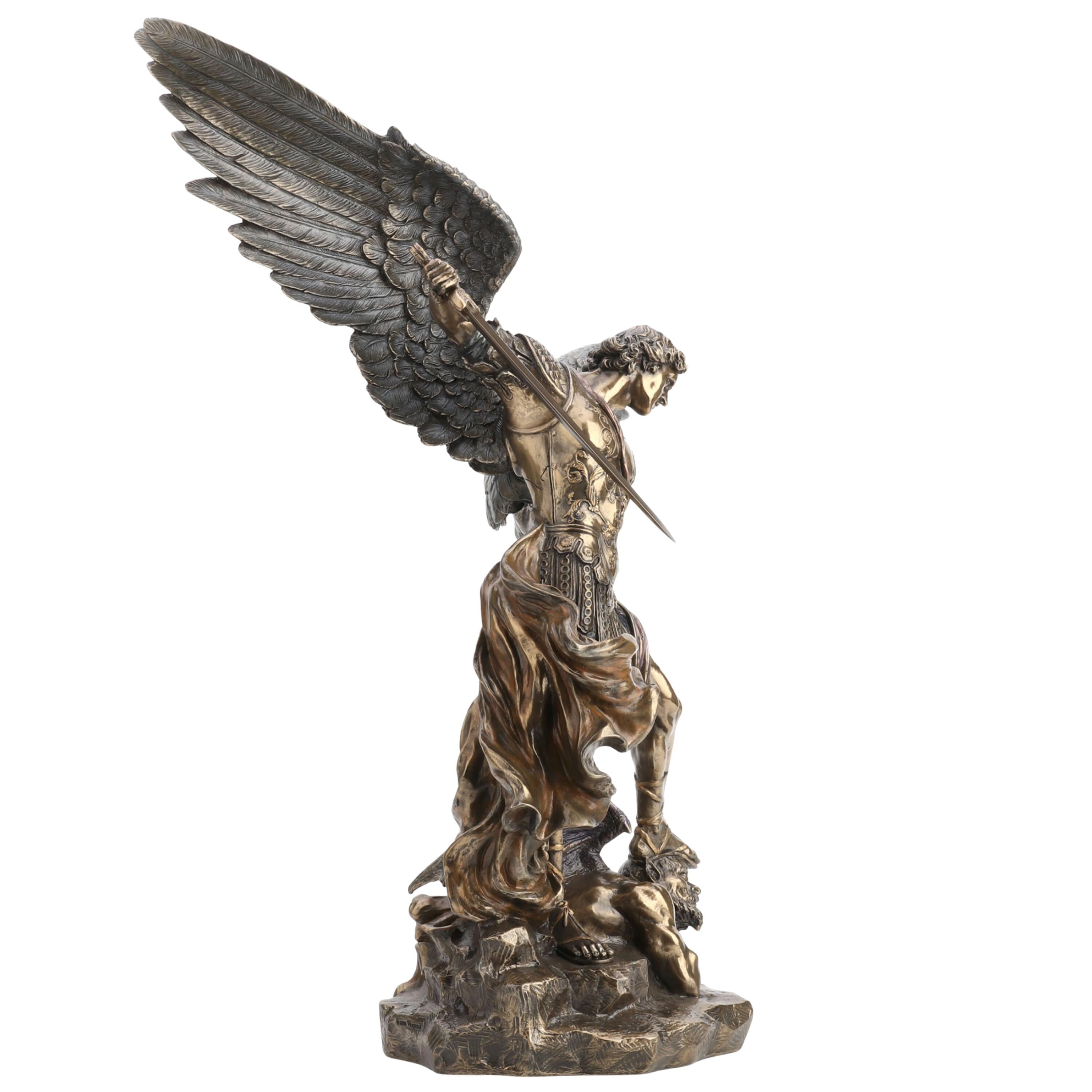 Large Saint Michael Standing Over Demon With Sword.
