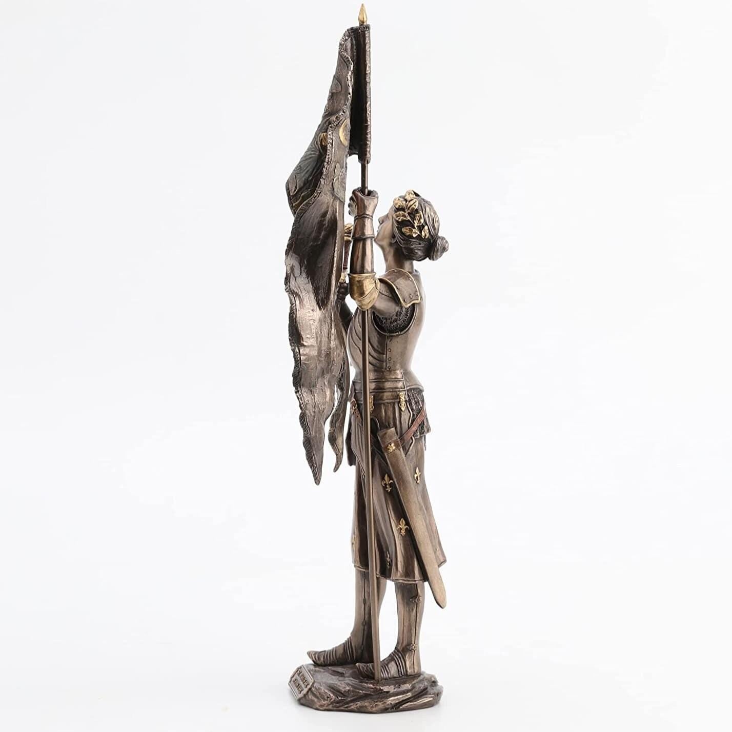 St. Joan of Arc Statue: Hand-Painted Cold Cast Bronze Sculpture