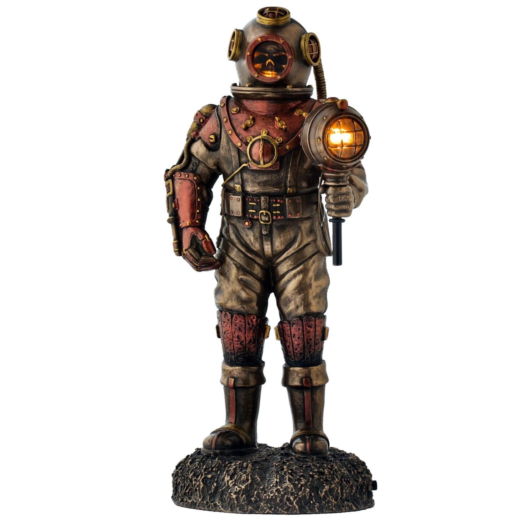 Steampunk Skeleton in Diver Suit with Led Light Statue