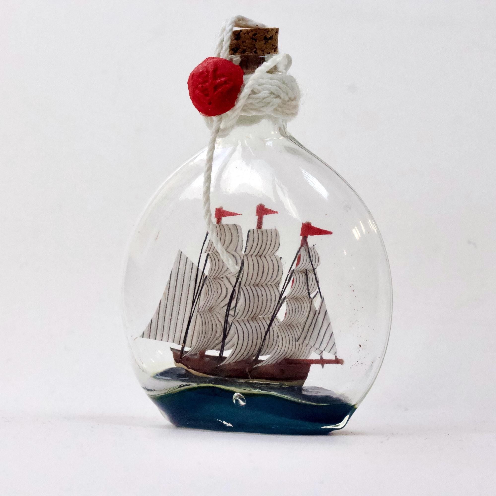 Sailing Boat in Bottle Decorative Nautical Home Sailboat Decor