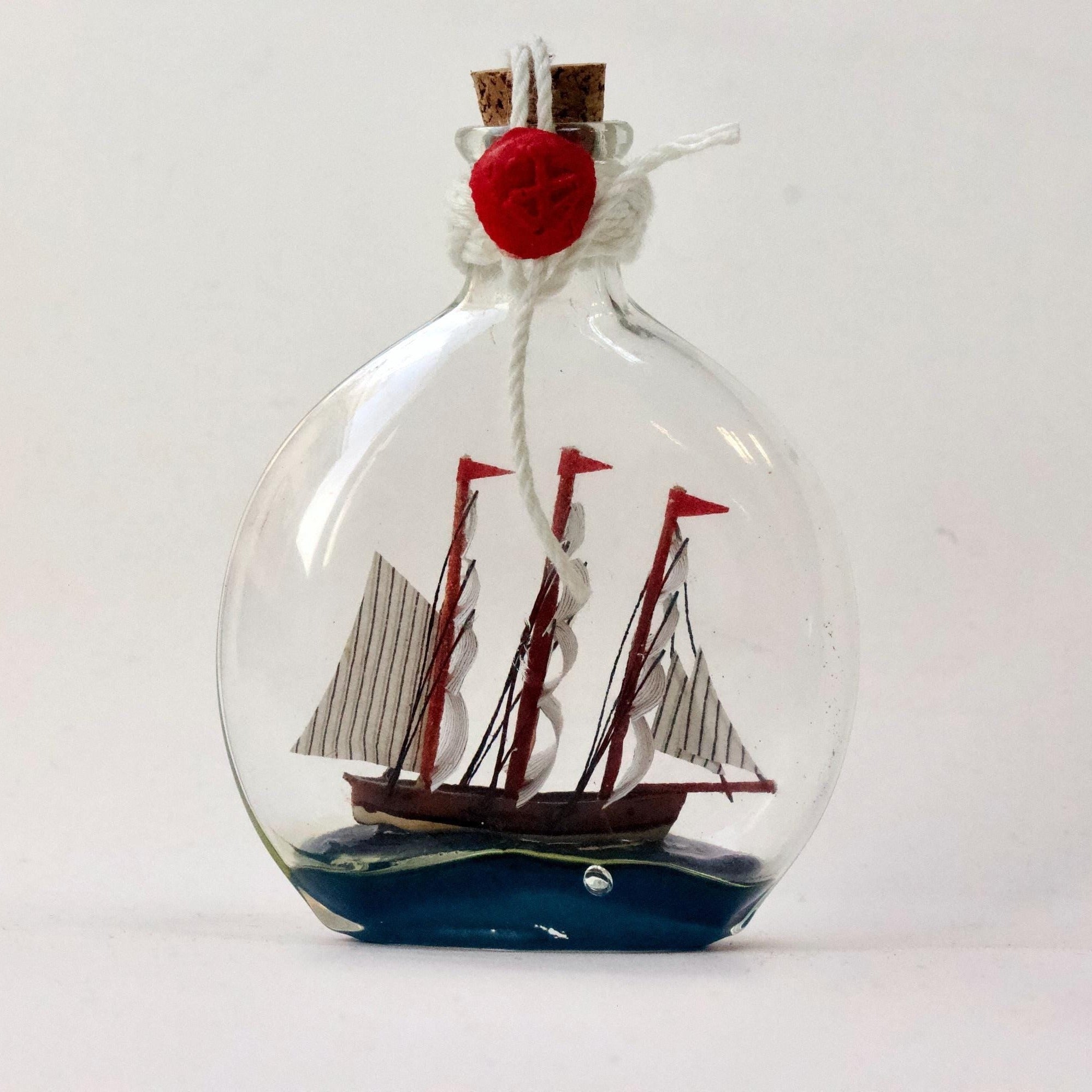 Sailing Boat in Bottle Decorative Nautical Home Sailboat Decor