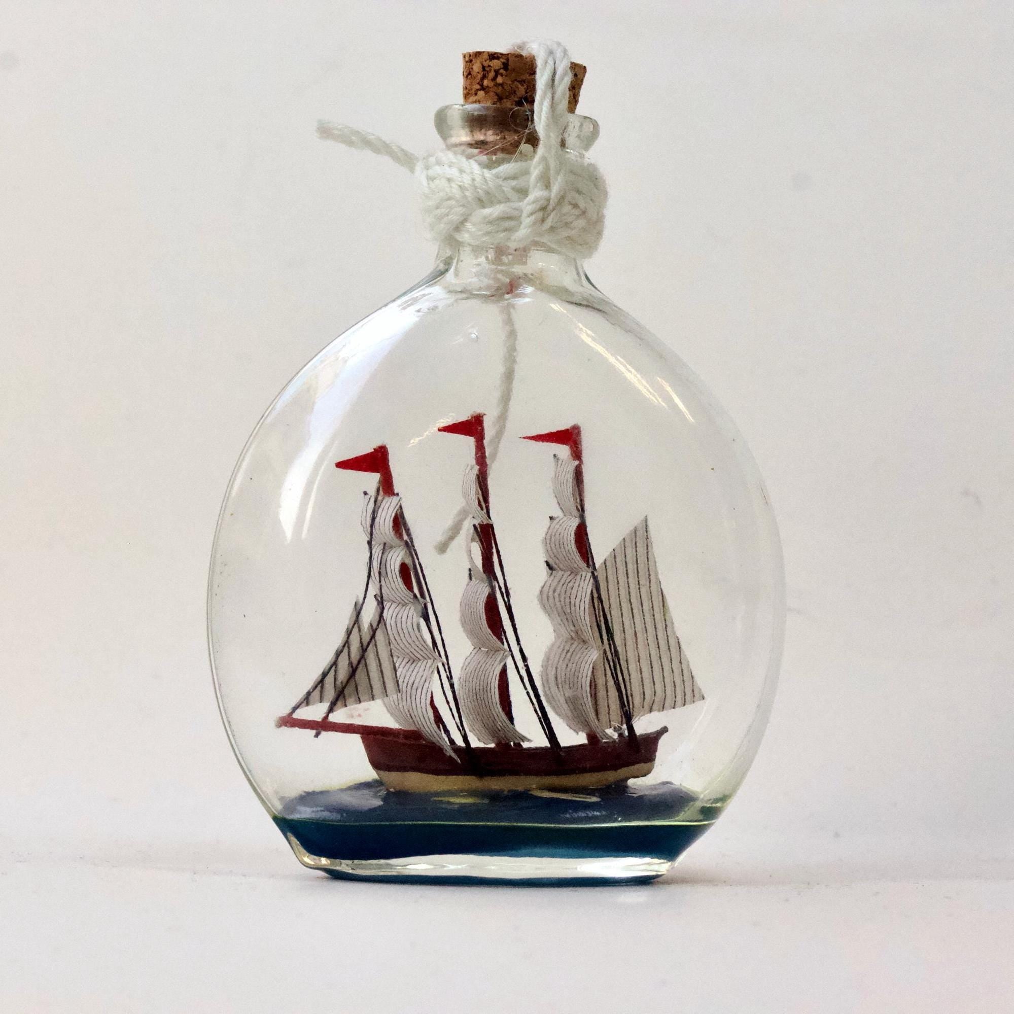 Sailing Boat in Bottle Decorative Nautical Home Sailboat Decor