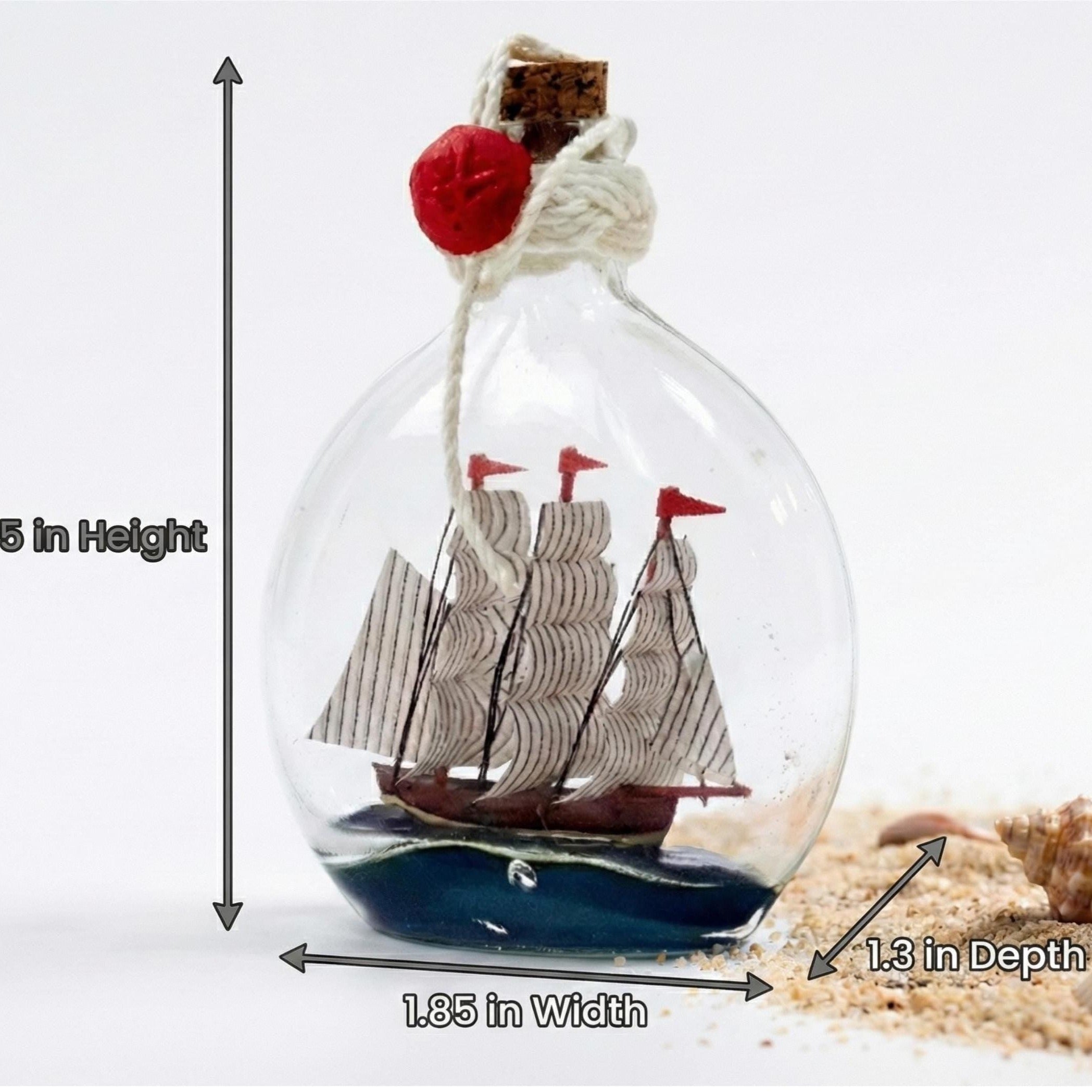 Sailing Boat in Bottle Decorative Nautical Home Sailboat Decor