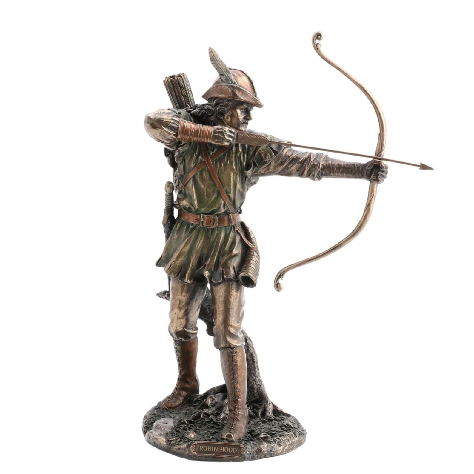 Robin Hood Bronzed handpainting Figurine Statue.Robin Hoold Bronze Sculpture.