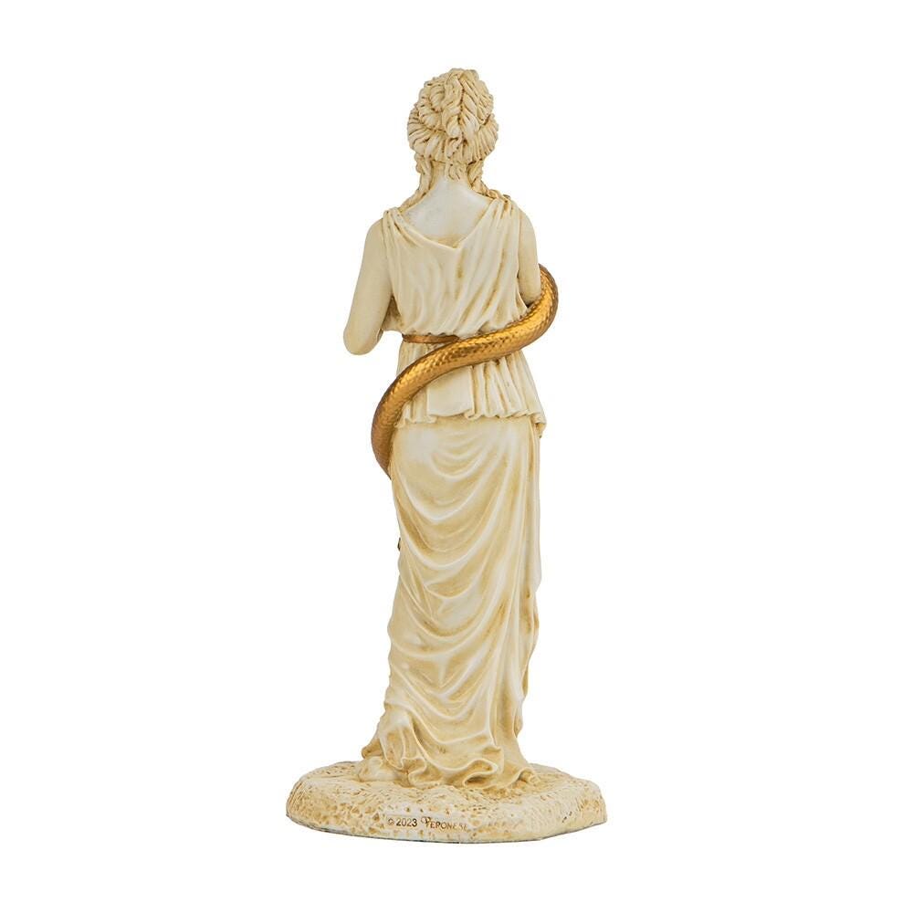 Hygieia Statue Greek Goddess of Health with Serpent Resin Sculpture