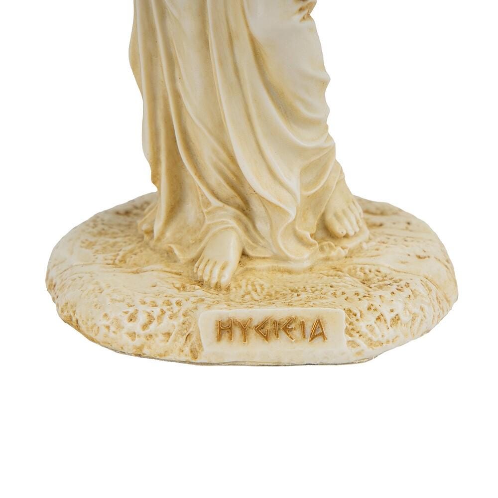 Hygieia Statue Greek Goddess of Health with Serpent Resin Sculpture