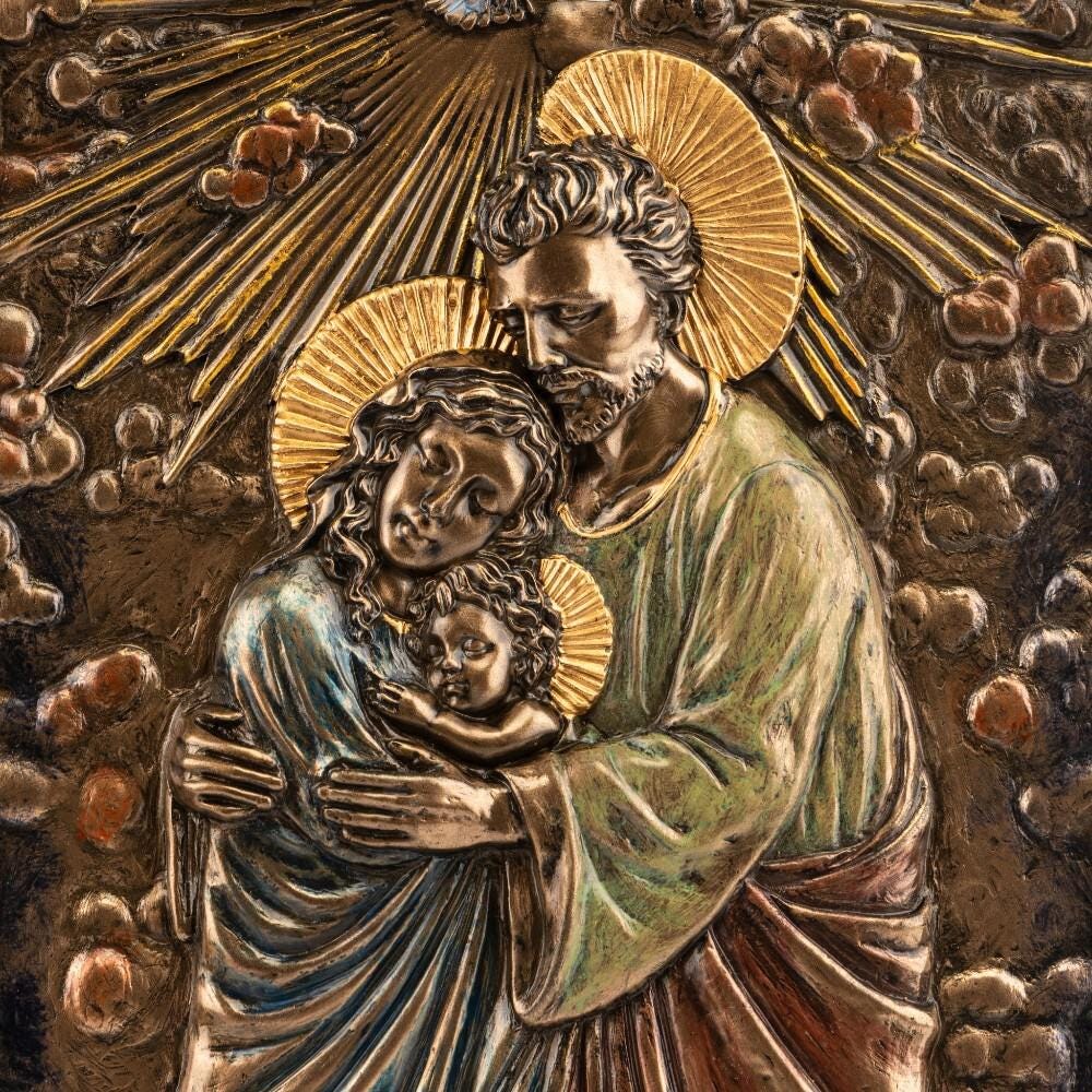 The Holy Family Wall Panel Bronze Finish Christian Religious Art