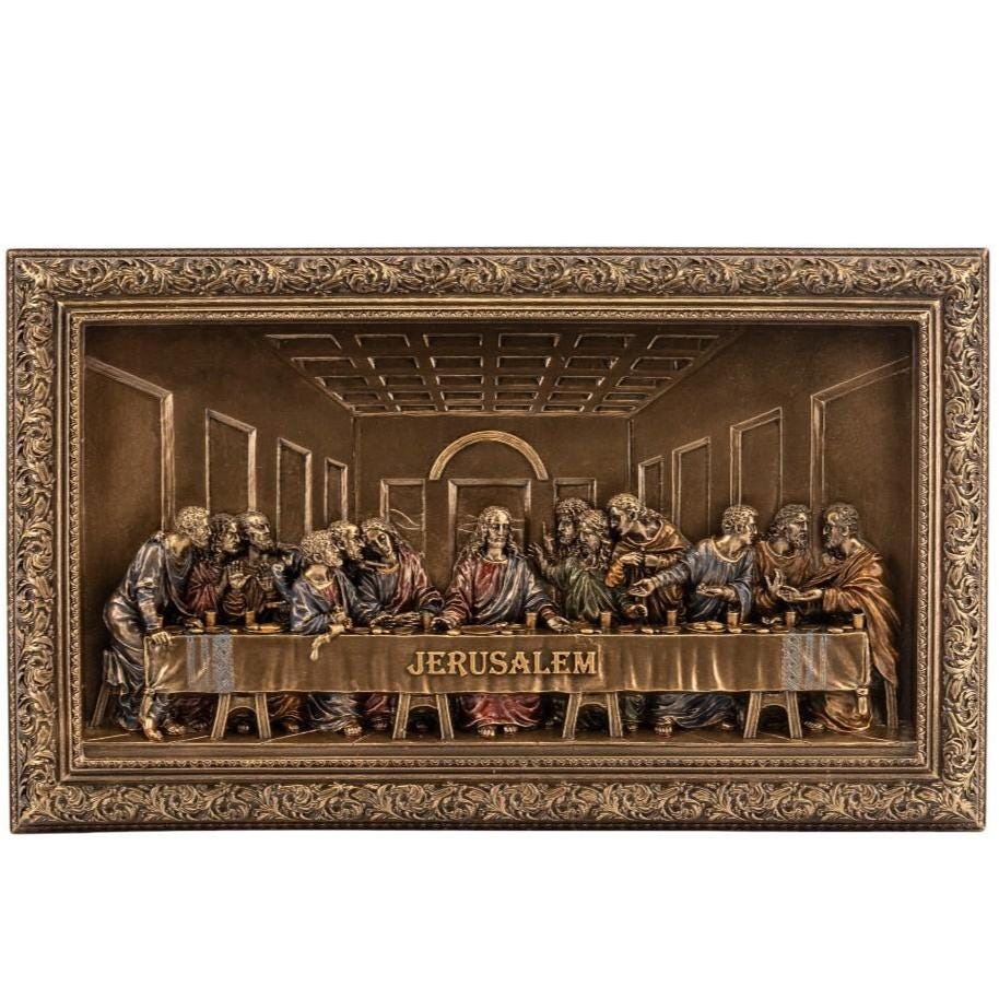 The Last Supper Wall Plaque Bronze Finish Bas Relief Christian Art