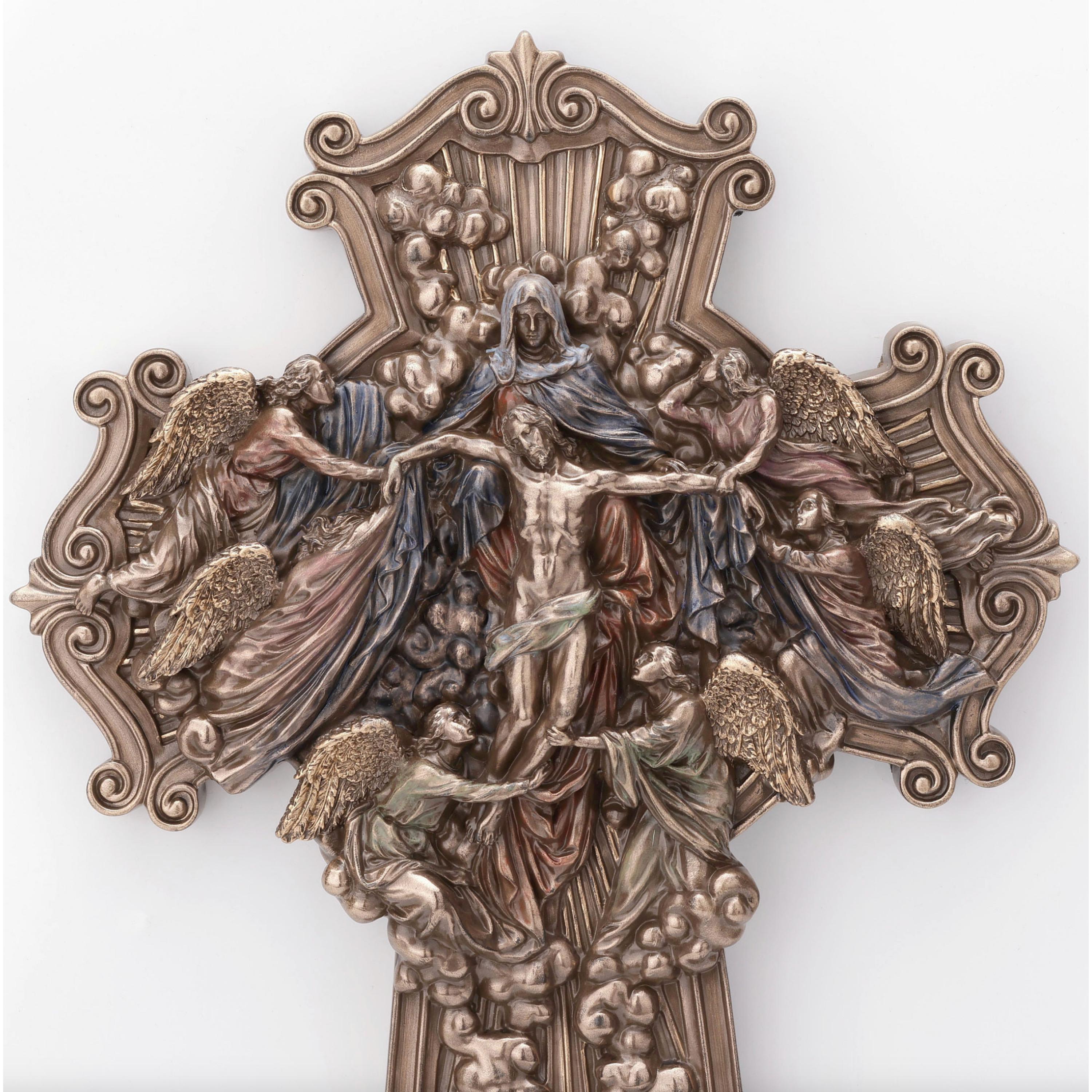 The Ascension of Jesus Cross Wall Plaque Cold Cast Bronze Christian Decor