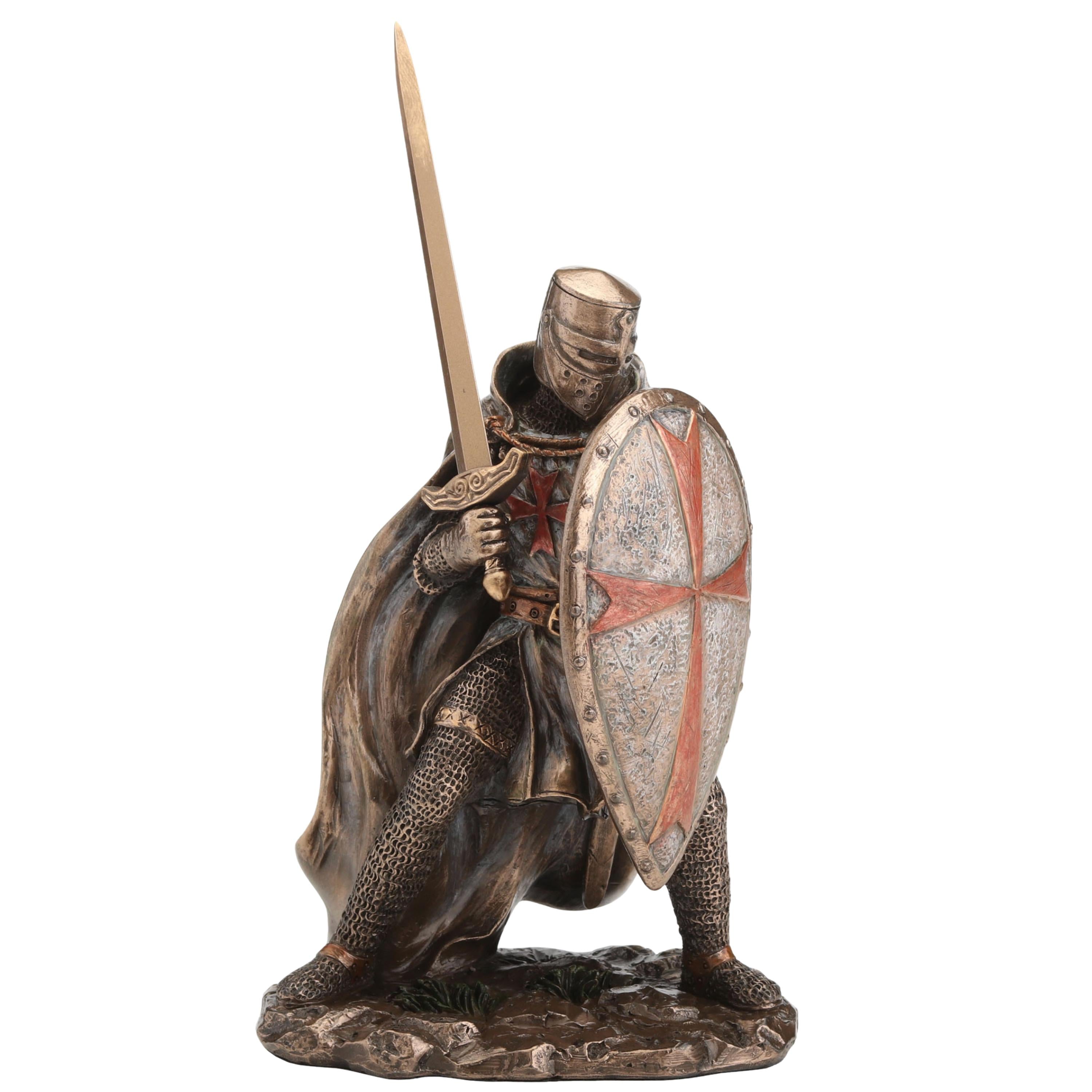 Maltese Knights Statue Set, Medieval Warrior Collectible, Sword Spear Shield Figurines