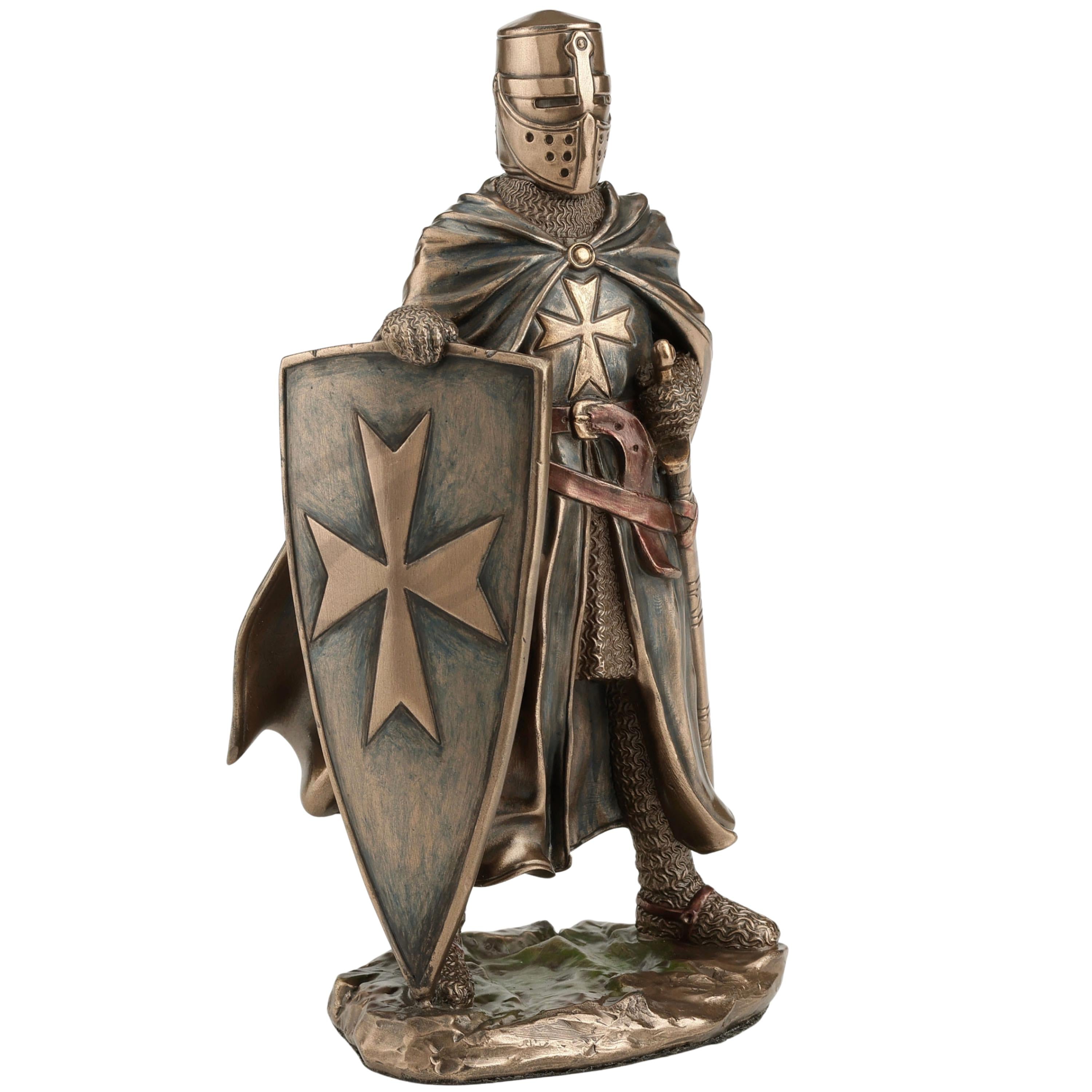 Maltese Knights Statue Set, Medieval Warrior Collectible, Sword Spear Shield Figurines