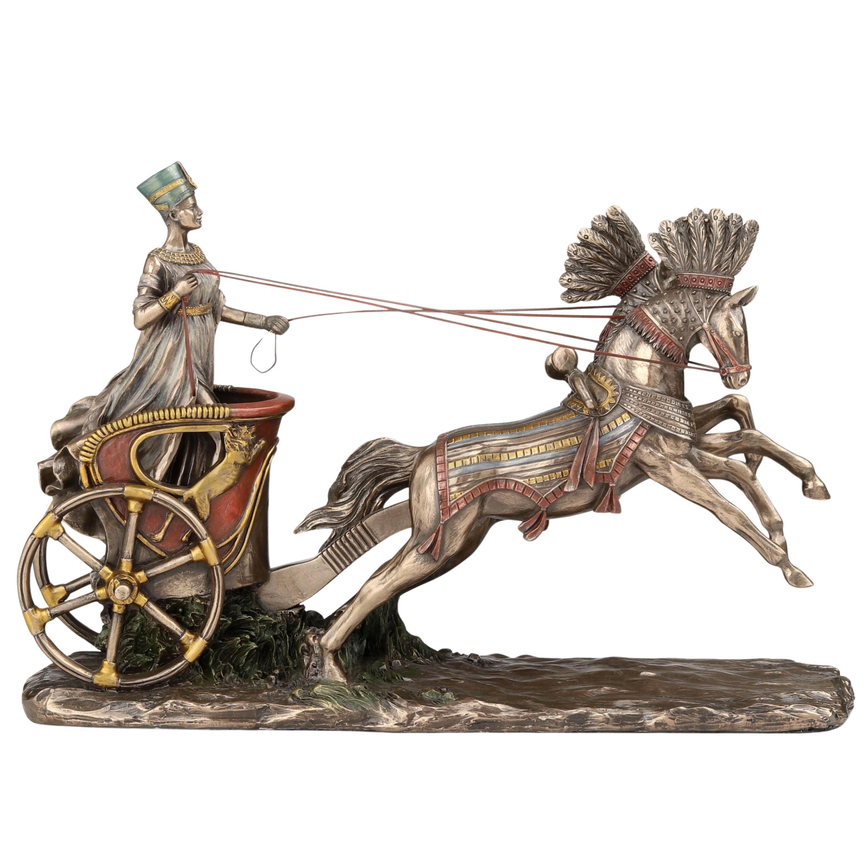 Nefertiti Chariot Statue Bronze Egyptian Queen Statue