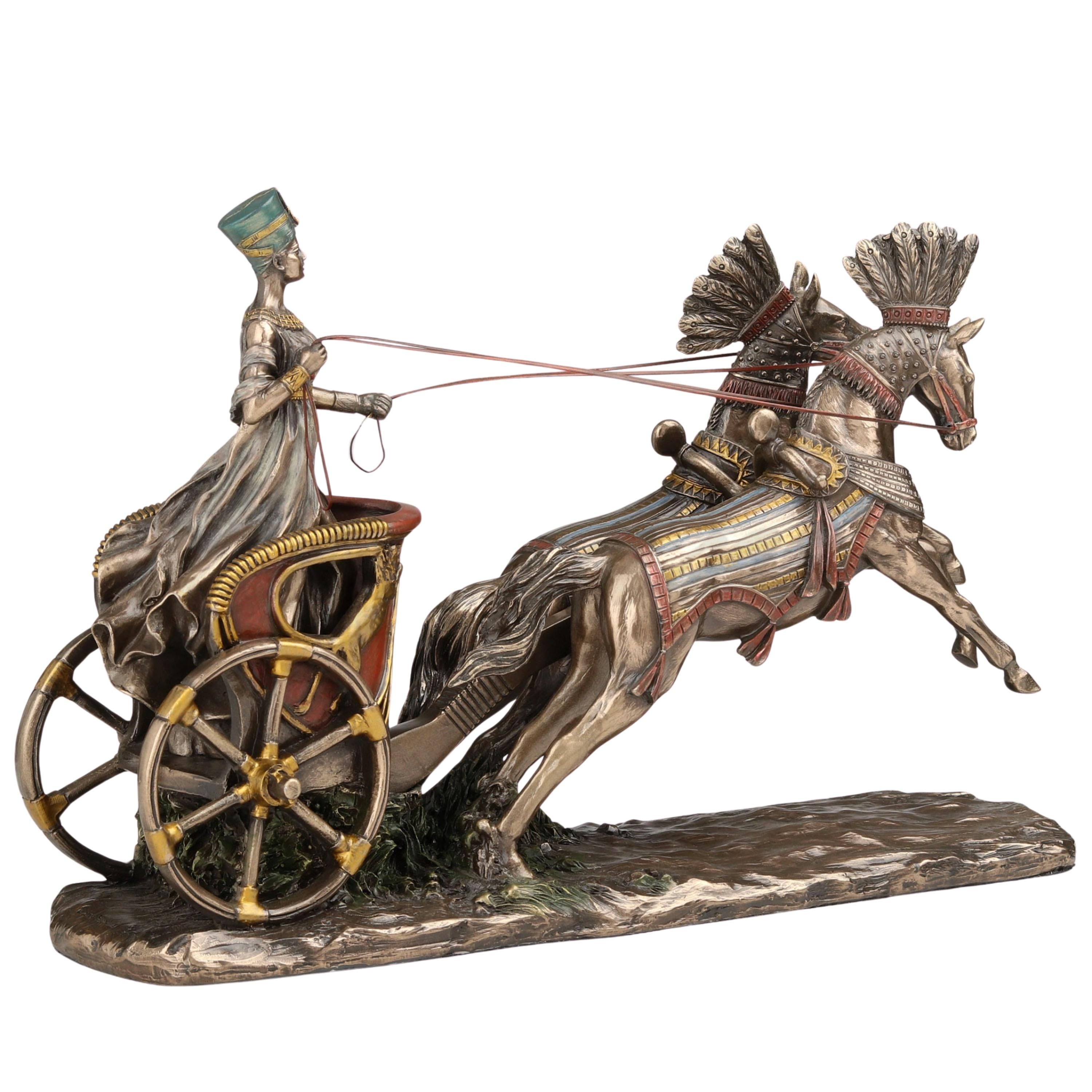 Nefertiti Chariot Statue Bronze Egyptian Queen Statue