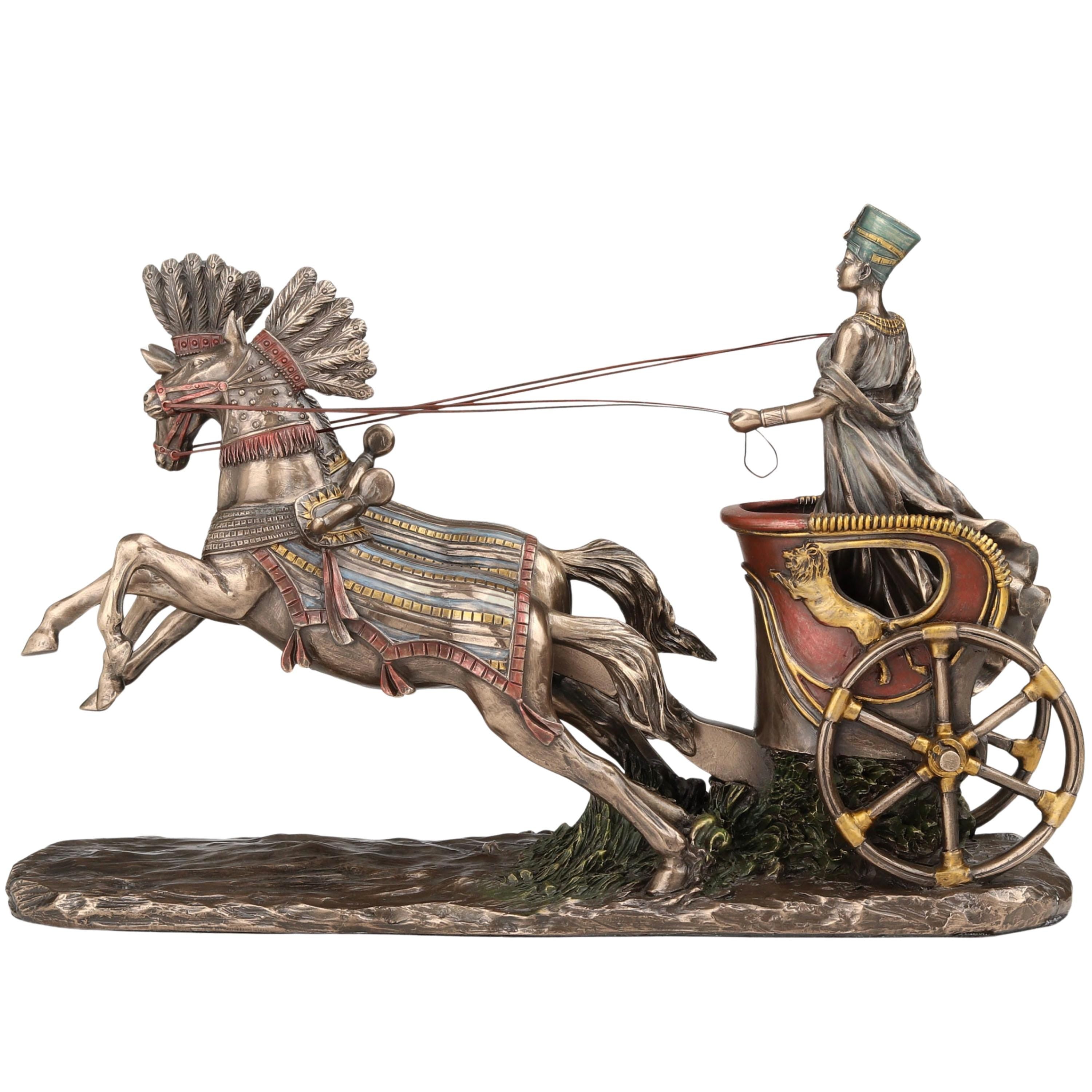 Nefertiti Chariot Statue Bronze Egyptian Queen Statue
