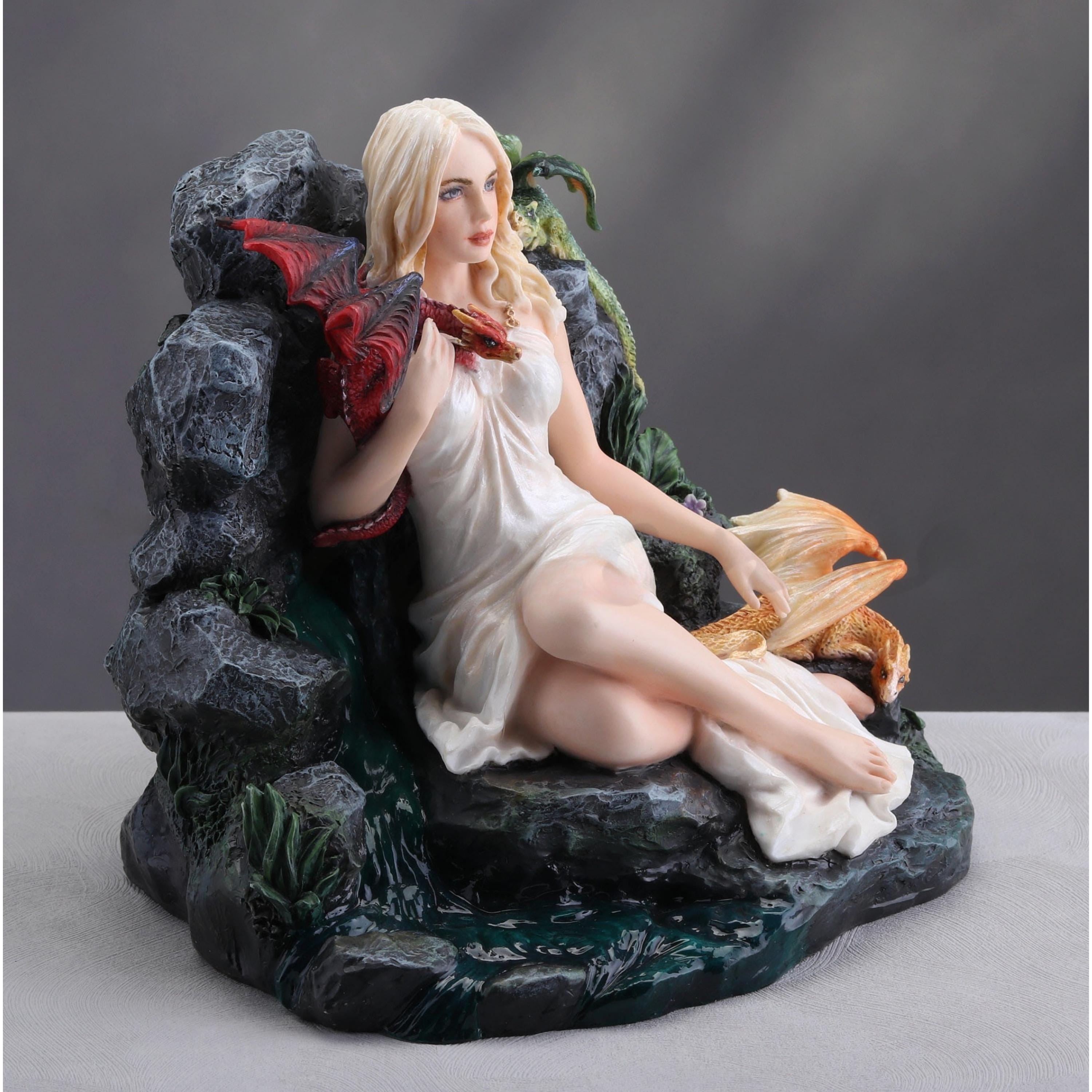 Dragon Queen Statue with Dragons – Fantasy Polystone Collectible Decor