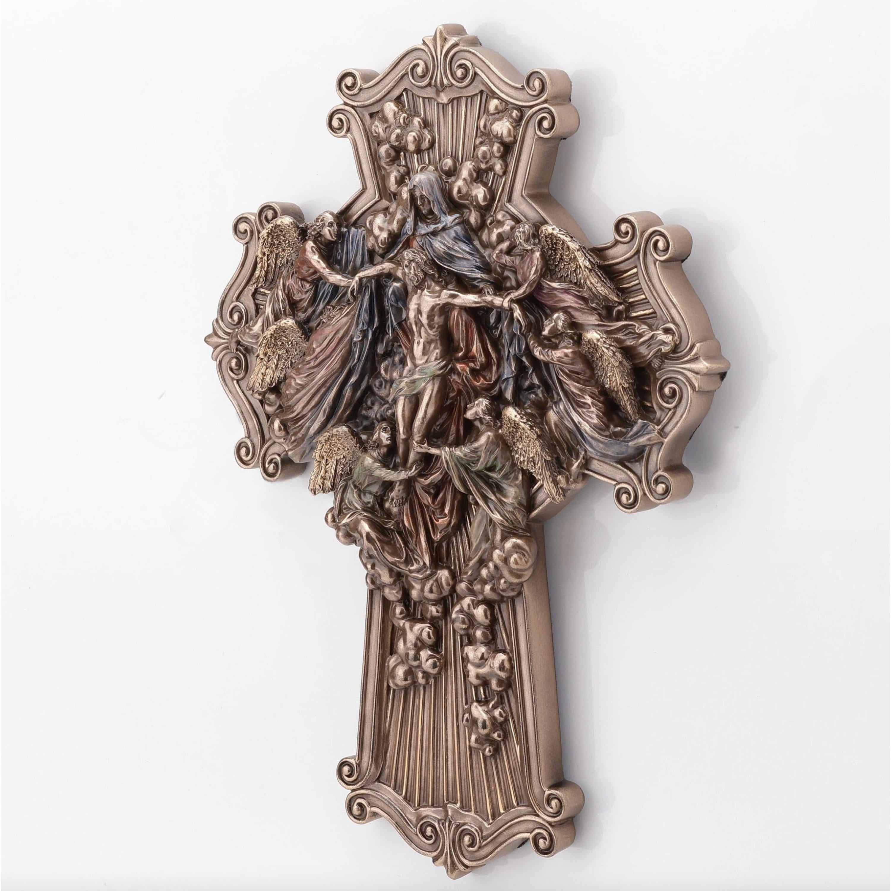 The Ascension of Jesus Cross Wall Plaque Cold Cast Bronze Christian Decor
