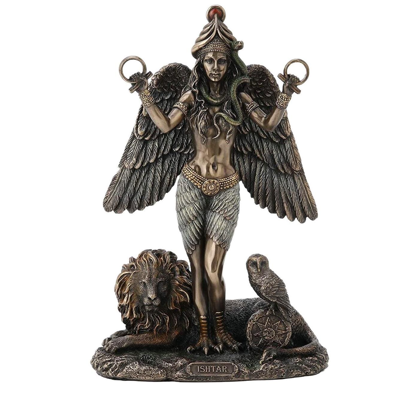 Ishtar Statue: Mesopotamian Goddess of Love and Power, Cold Cast Bronze