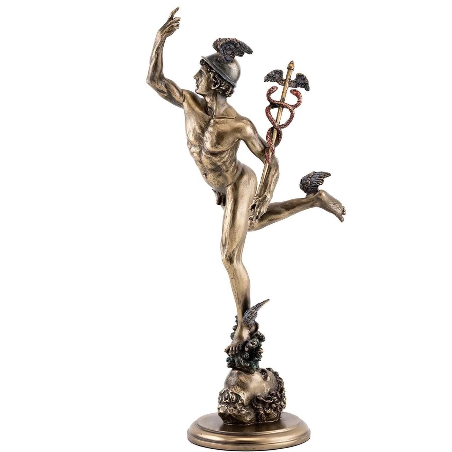 Flying Mercury Sculpture: Cold Cast Bronze Finish, Museum Grade Figurine (14.57 Inch)