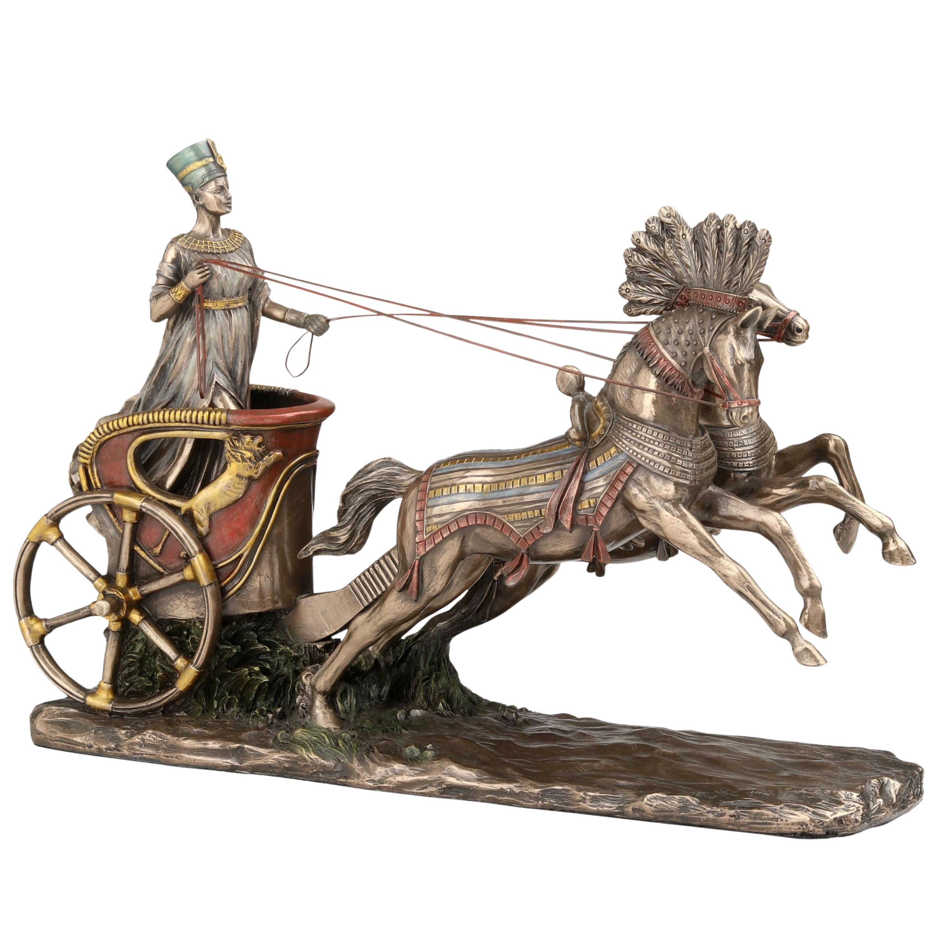 Nefertiti Chariot Statue Bronze Egyptian Queen Statue