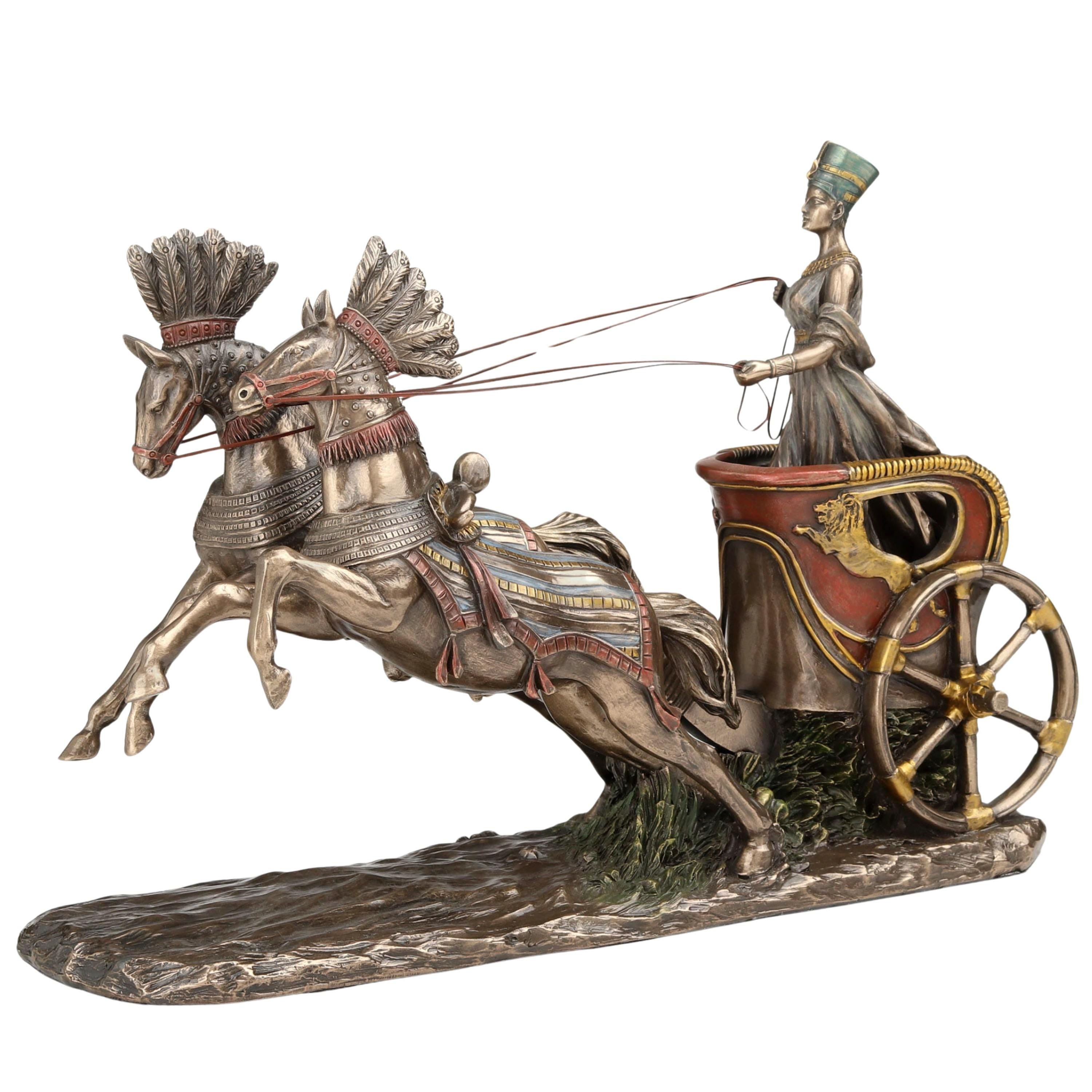 Nefertiti Chariot Statue Bronze Egyptian Queen Statue