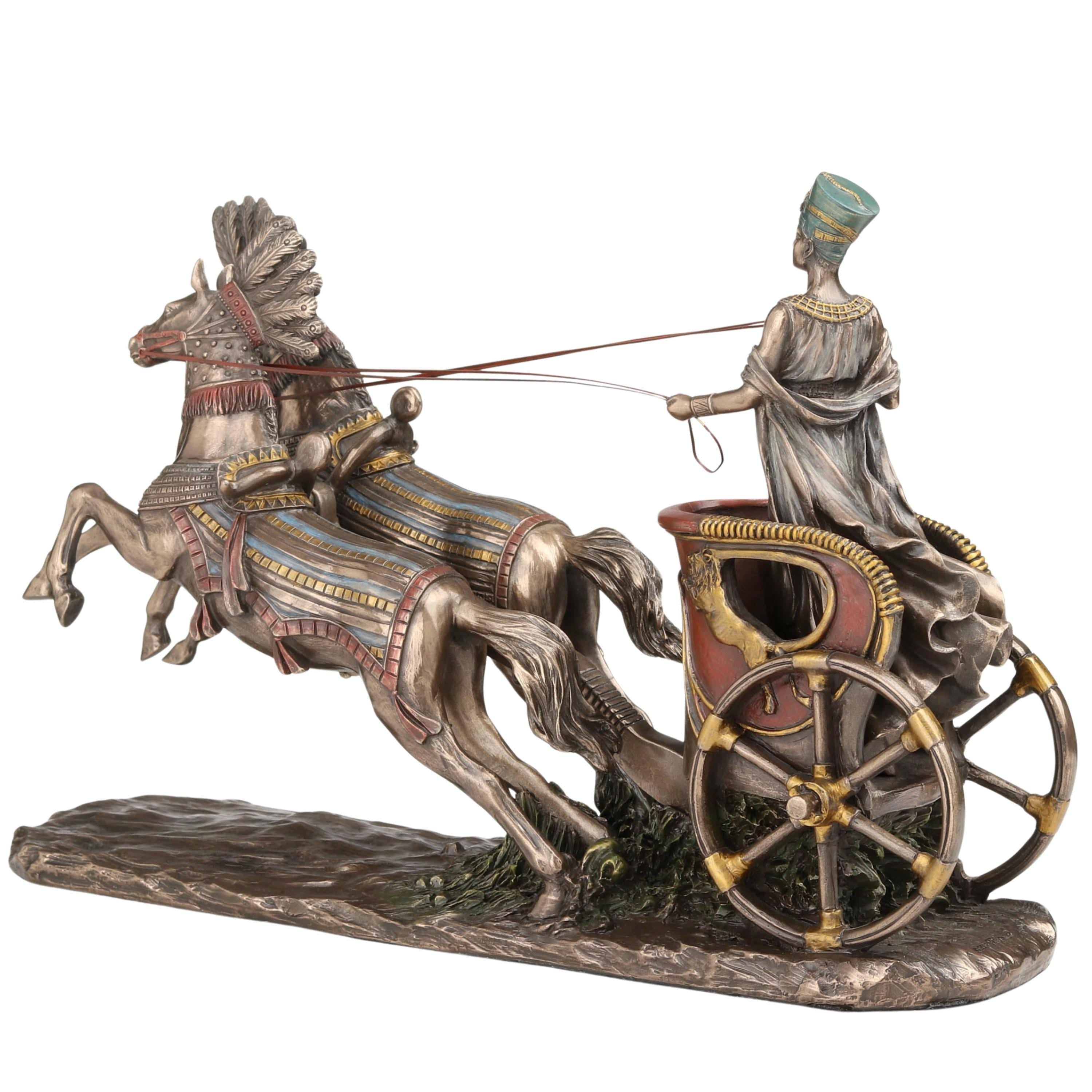 Nefertiti Chariot Statue Bronze Egyptian Queen Statue