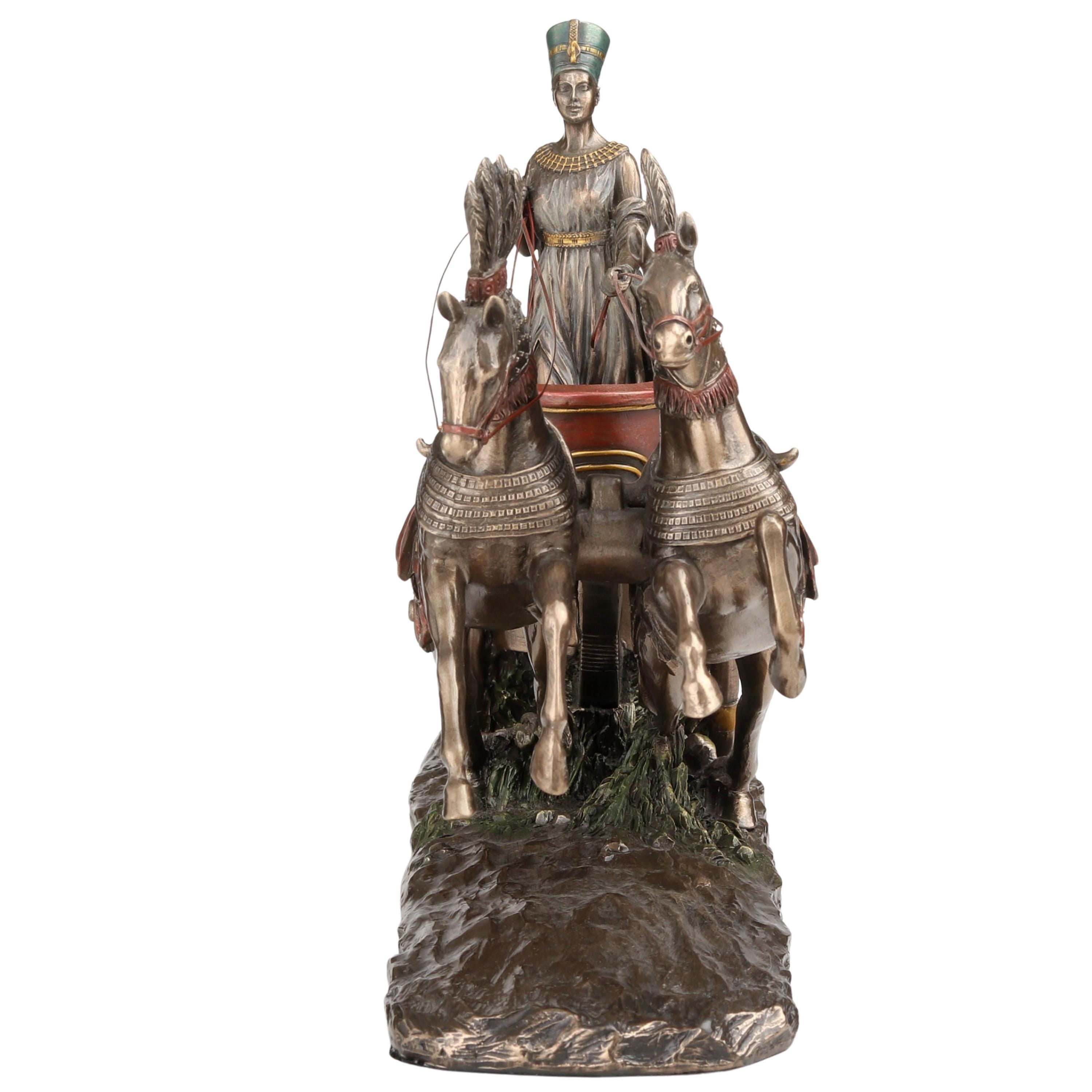 Nefertiti Chariot Statue Bronze Egyptian Queen Statue