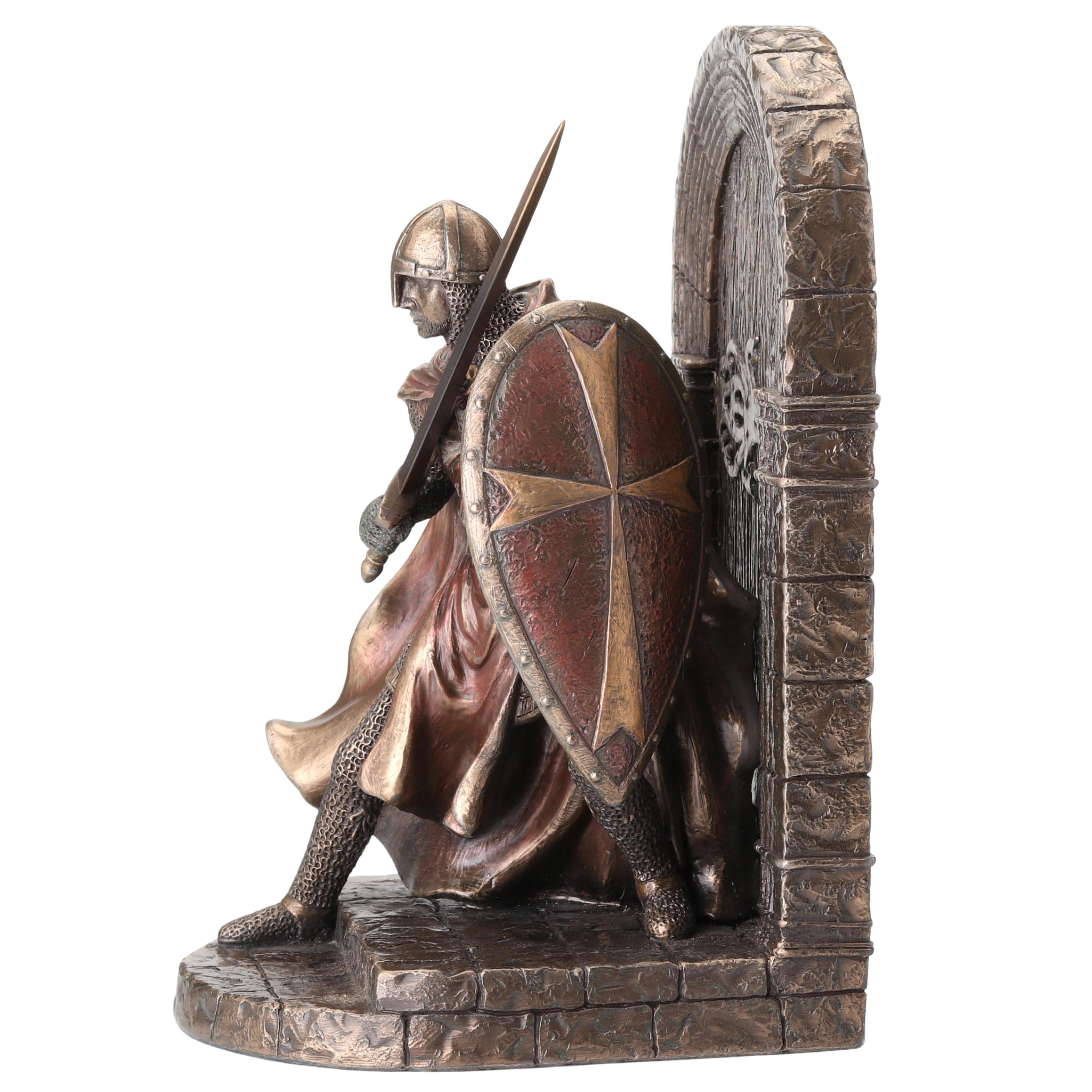 Maltese Crusader Bookend Bronze Knight Statue(single)