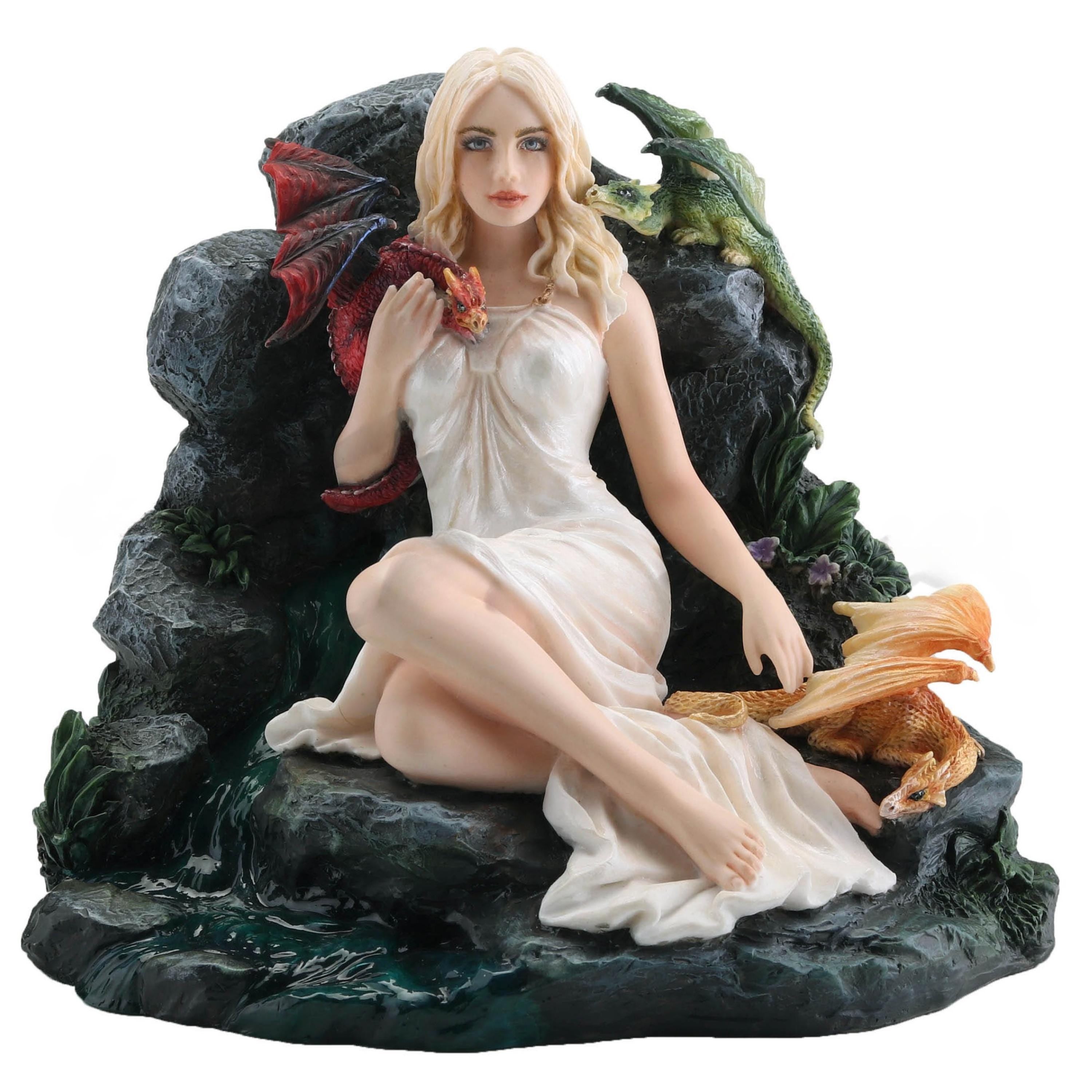 Dragon Queen Statue with Dragons – Fantasy Polystone Collectible Decor