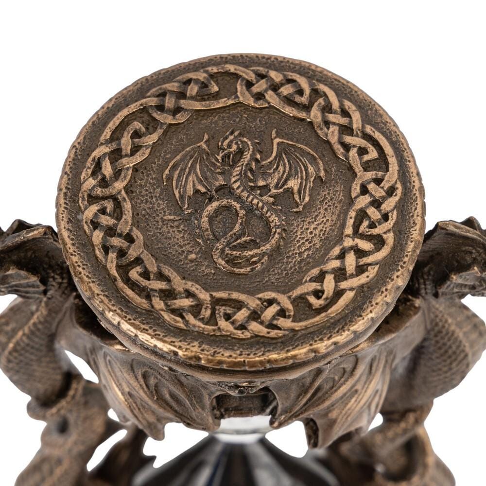 Gothic Dragon Hourglass Sand Timer: Cold Cast Bronze Fantasy Desk Decor