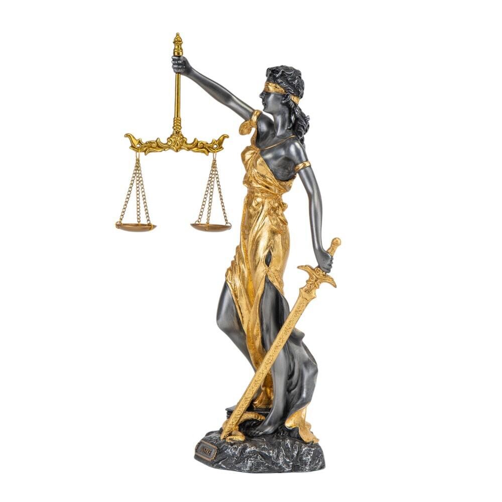 Justice Statue with Gold Tone 29 cm/11.42 inches