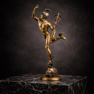 Flying Mercury Sculpture: Cold Cast Bronze Finish, Museum Grade Figurine (14.57 Inch)