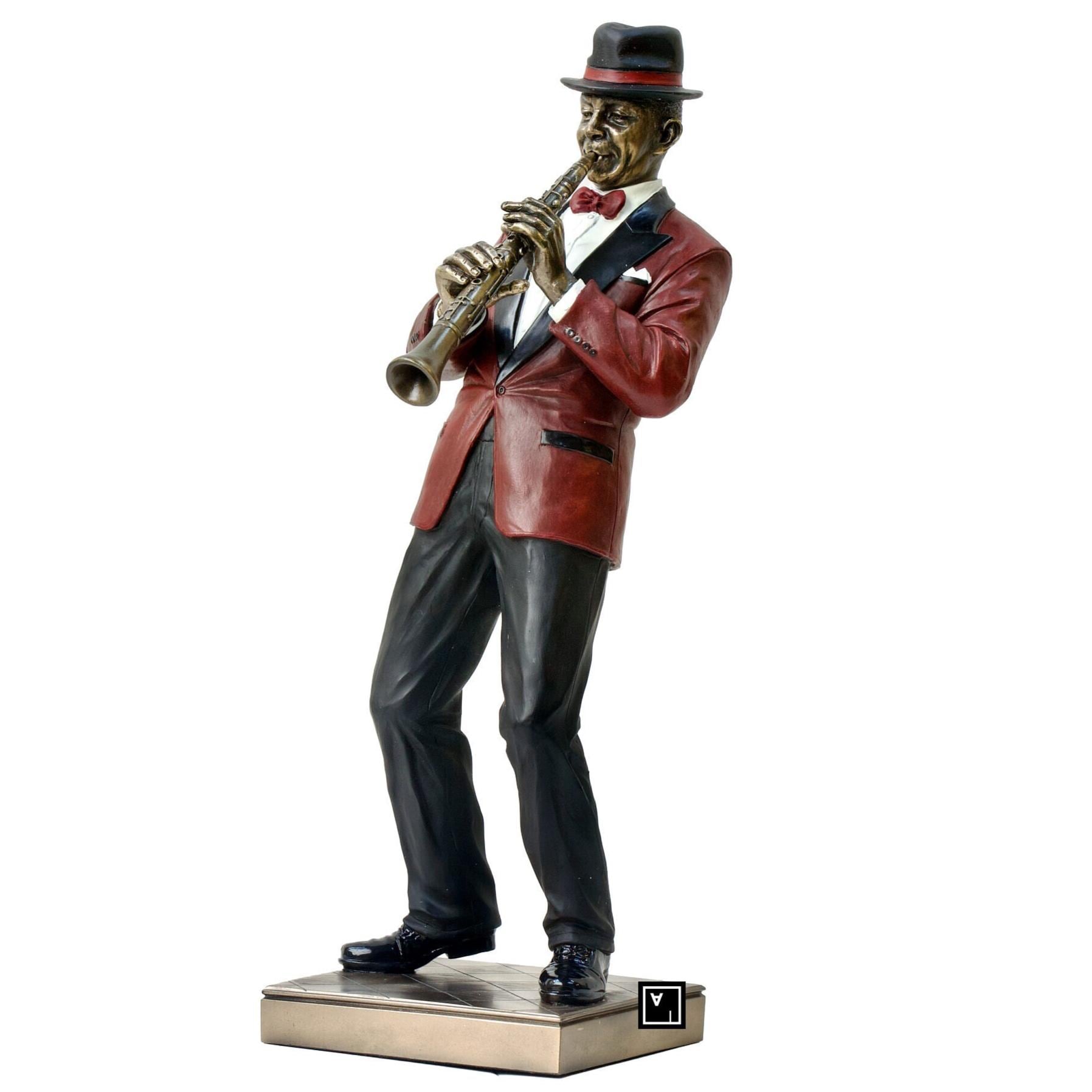 Veronese Jazz Clarinet Player Figurine: Bronze Resin Statue