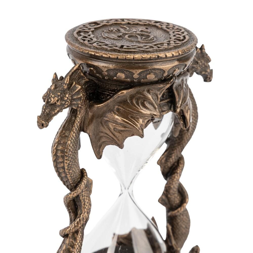 Gothic Dragon Hourglass Sand Timer: Cold Cast Bronze Fantasy Desk Decor