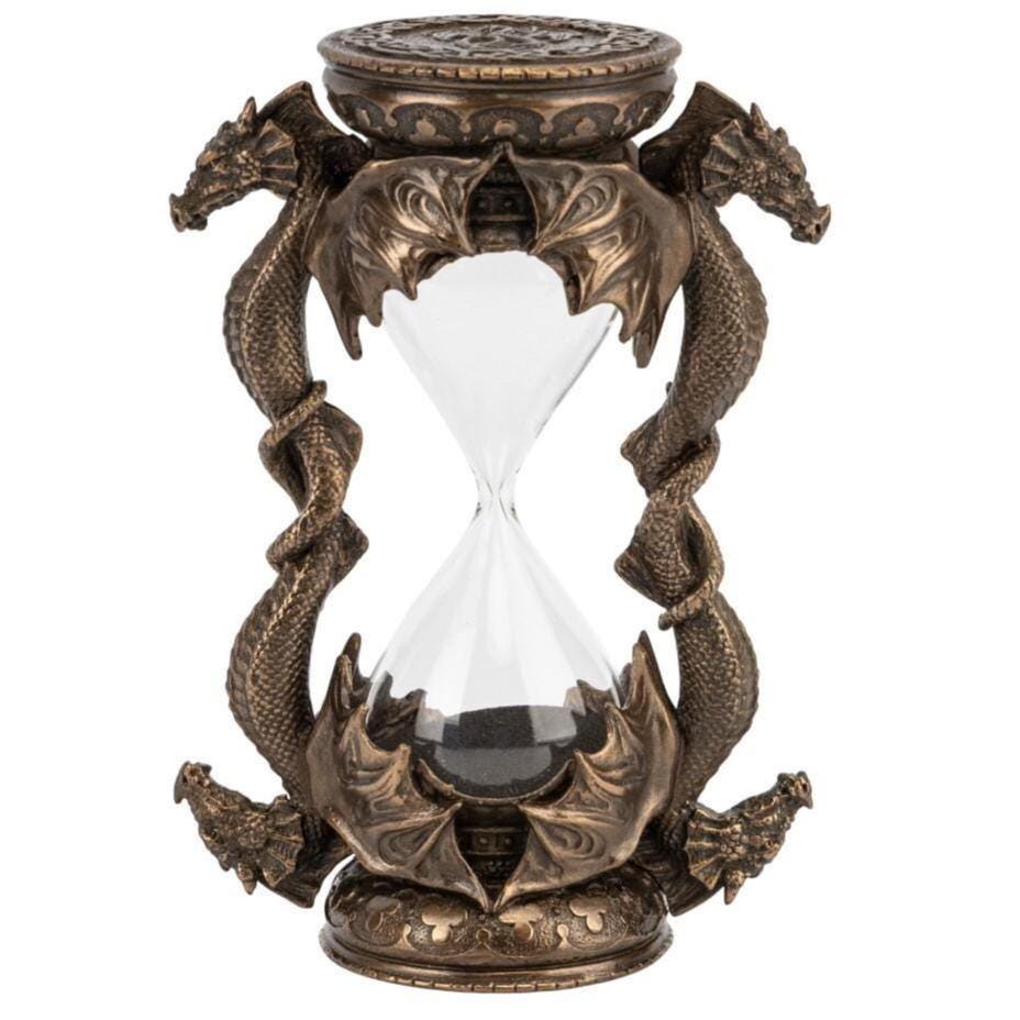 Gothic Dragon Hourglass Sand Timer: Cold Cast Bronze Fantasy Desk Decor