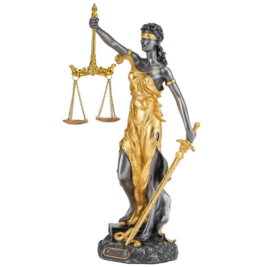 Justice Statue with Gold Tone 29 cm/11.42 inches