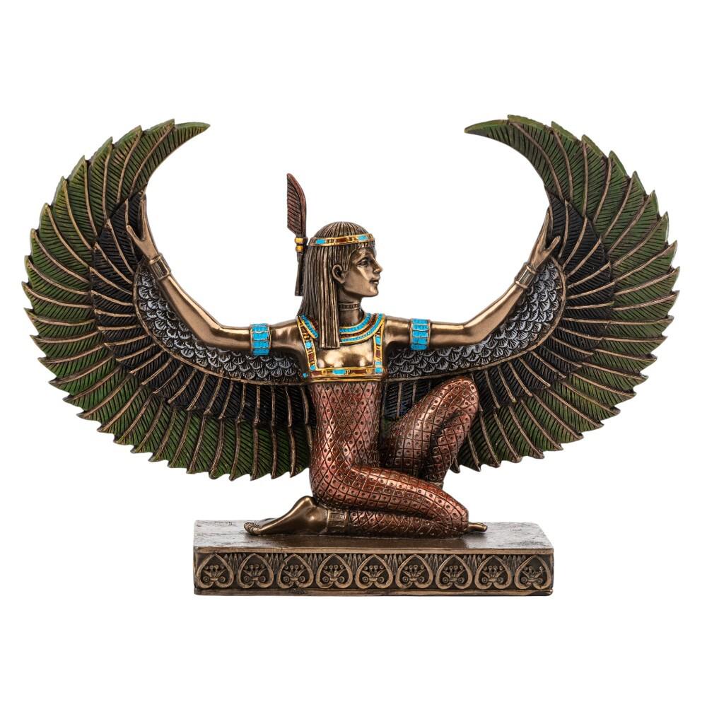Egyptian Goddess Isis Statue Winged Goddess Egyptian Mythology Sculpture Ancient Egypt Decor Cold Cast Bronze Figurine