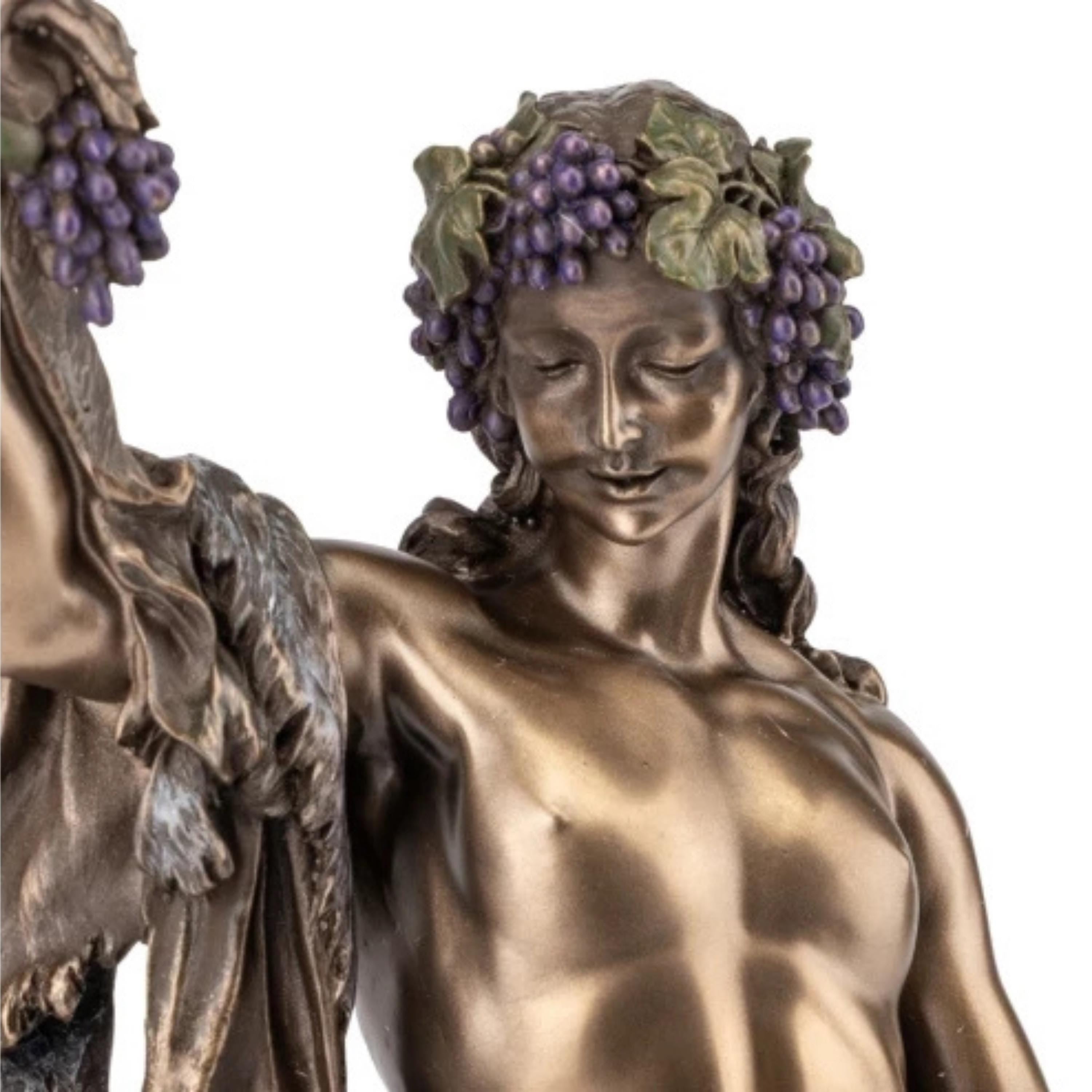 Bronze Finish Dionysus Statue: Greek God of Wine Sculpture (38cm)