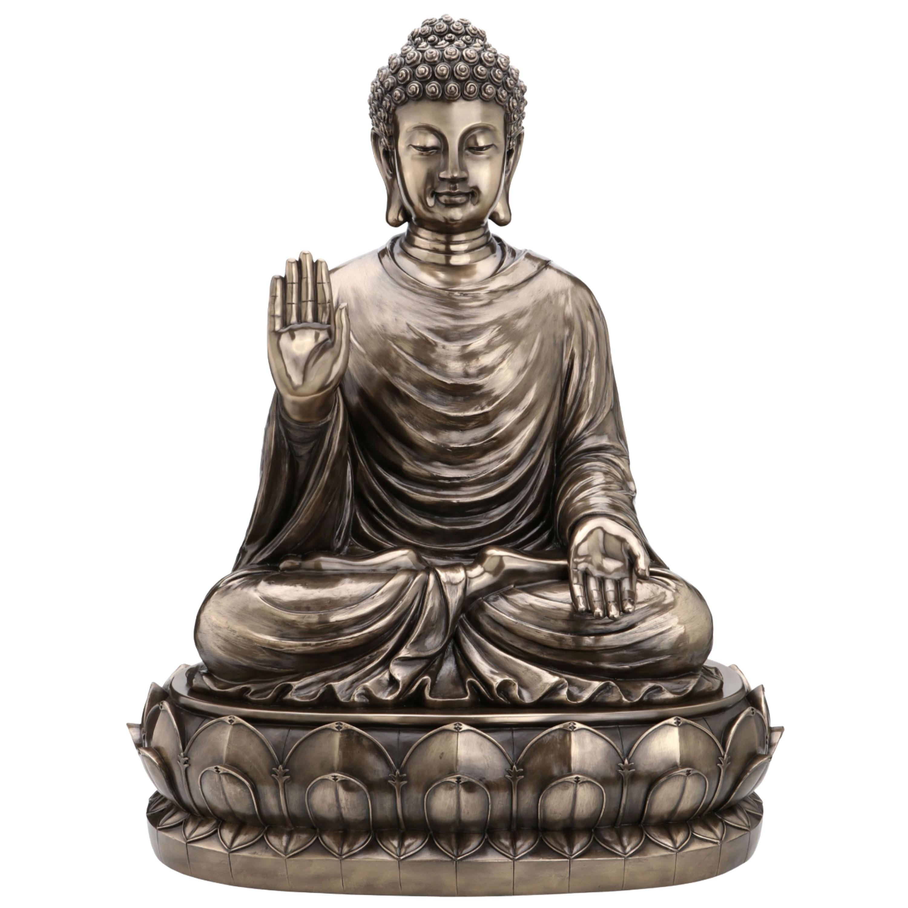 Large Cold Cast Bronze Gautama Buddha Statue – Meditation Pose Zen Decor